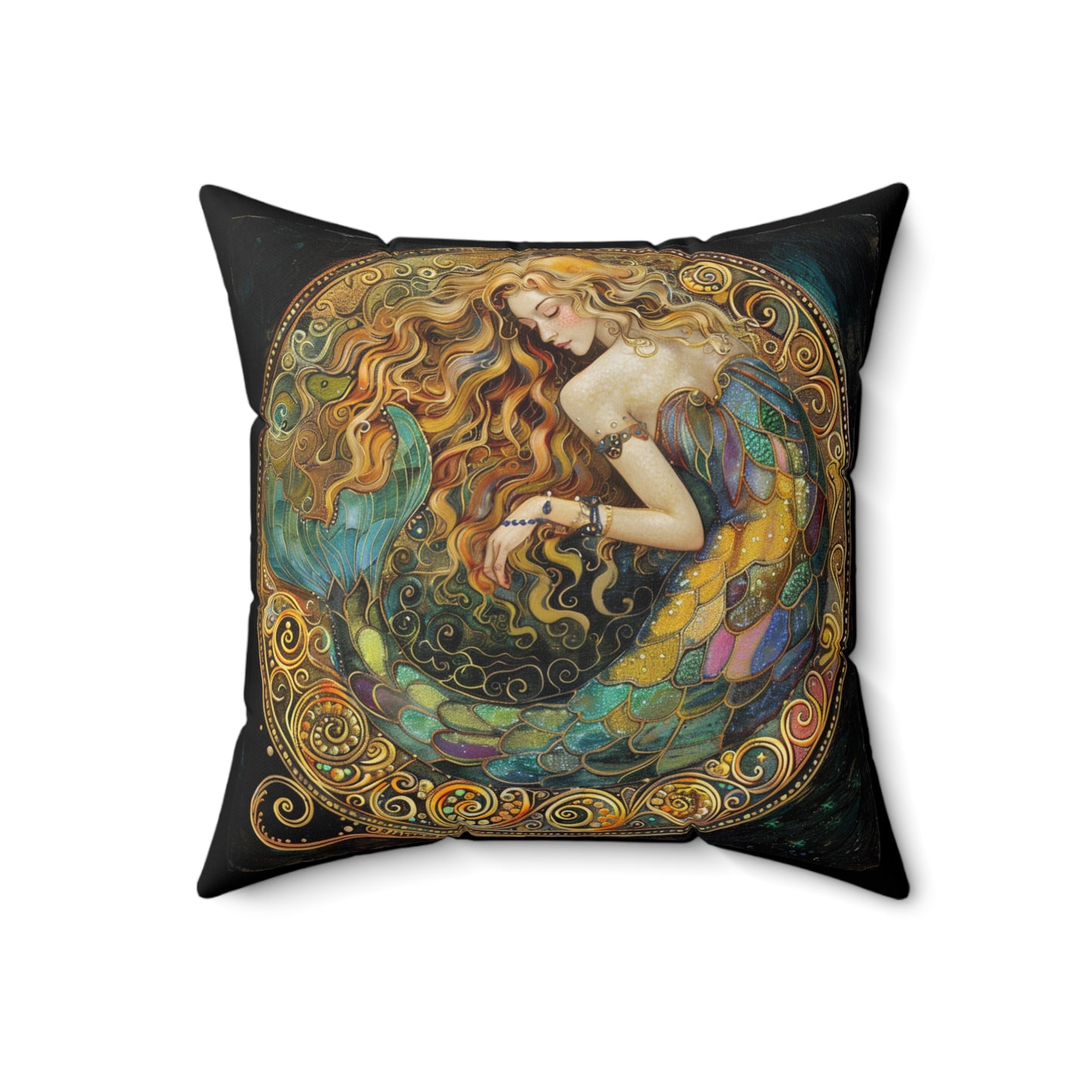 Mermaid Artistic Faux Suede Pillow | Decorative Throw Cushion for Boho Decor, Home Accent, Gifts, Living Room