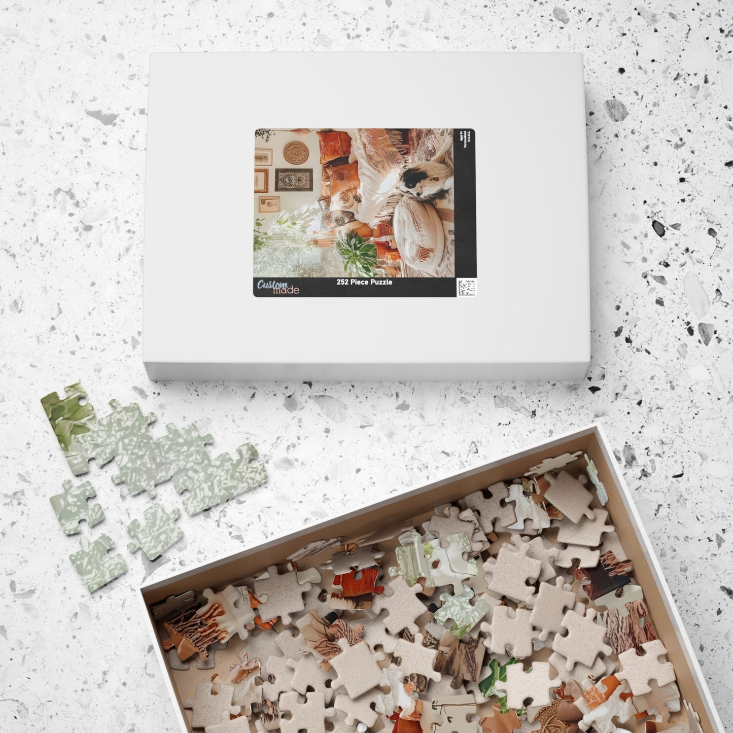 Cozy Boho Living Room Australian Shepherd Puzzle