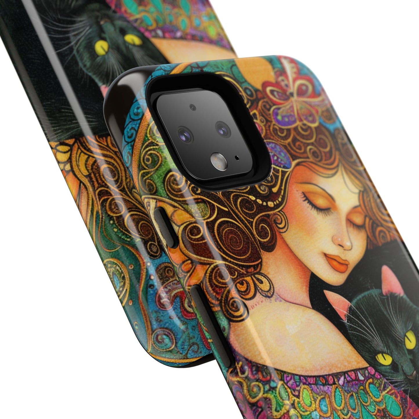 Colorful Cat Art Phone Case, Tough Phone Cover for Cat Lovers, Gift for Pet Owners, Artistic Mobile Case, Cute Cat Design
