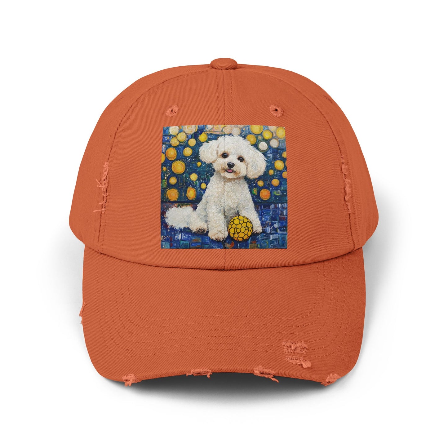 Bichon Frise Pickleball Unisex Distressed Cap with Adorable Dog Art | Pet Lover Gift, Casual Fashion, , Dog Mom Hat, Unique Dog Gift
