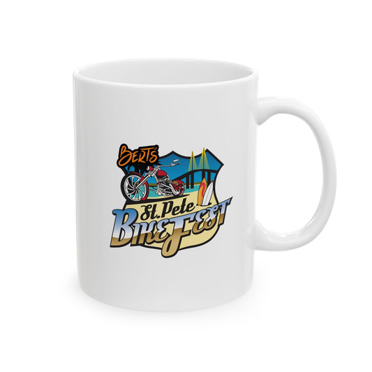 St Pete FL Bike Fest Ceramic Mug with Unique Design, Perfect for Coffee Lovers, Gift for Friends, Home Decor, Fun Office Mug