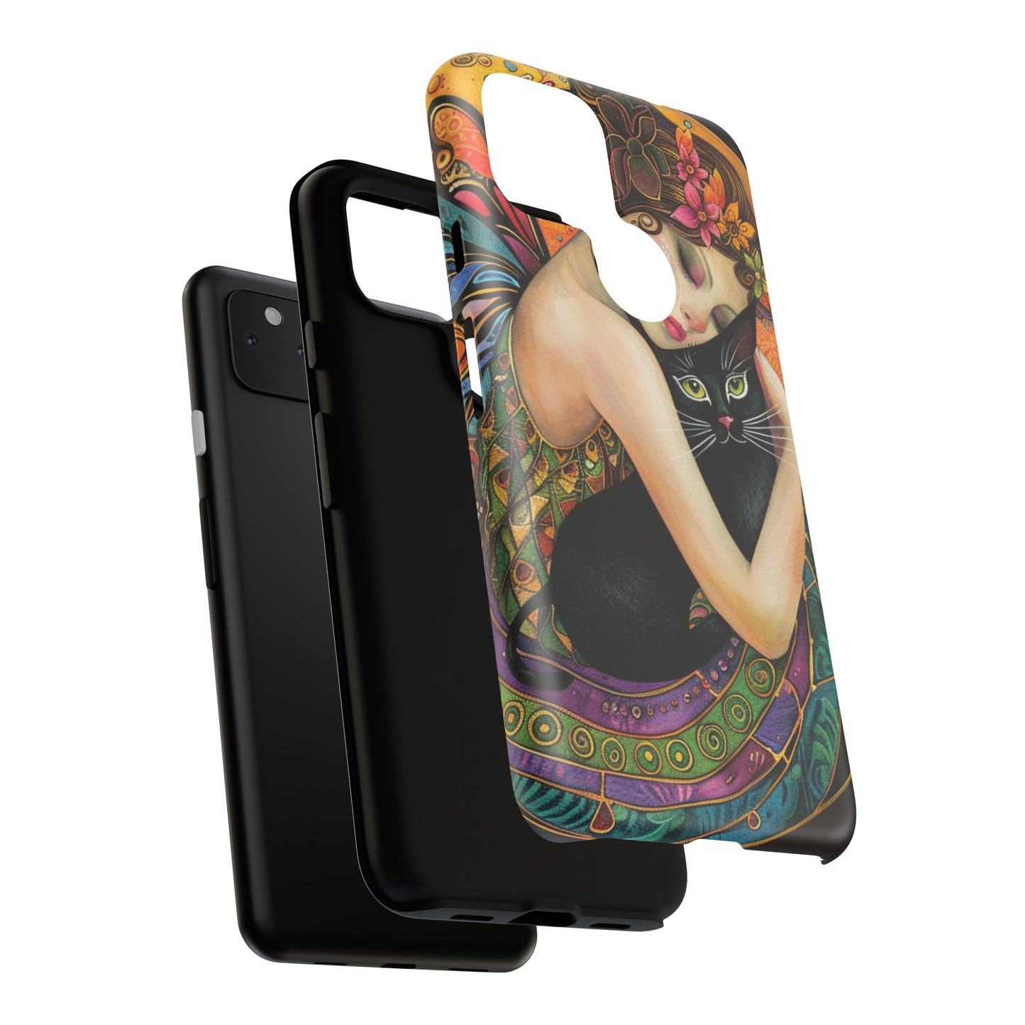 Colorful Art Phone Case with Cat and Fairy Design, Phone Cover Gift for Cat Lovers, Unique Floral Case, Magical Design, Vibrant Phone [...]