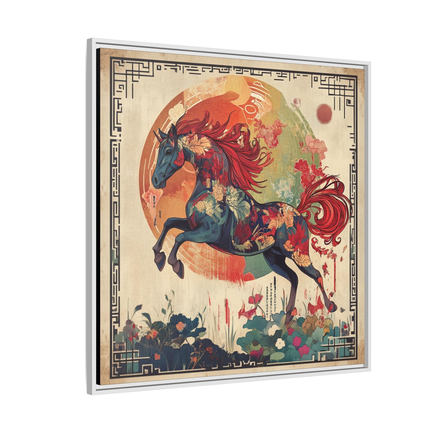 Fire Horse Year Matte Canvas Framed Print