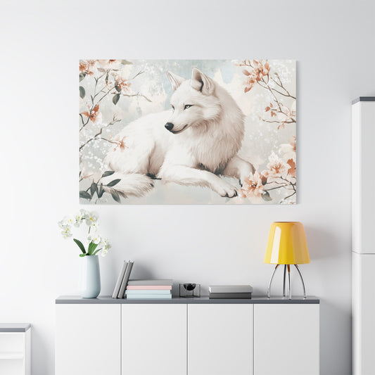 Artistic Wolf Canvas Print, Nature Wall Art, Floral Decor, Home Decor, Wildlife Artwork, Gift for Animal Lovers