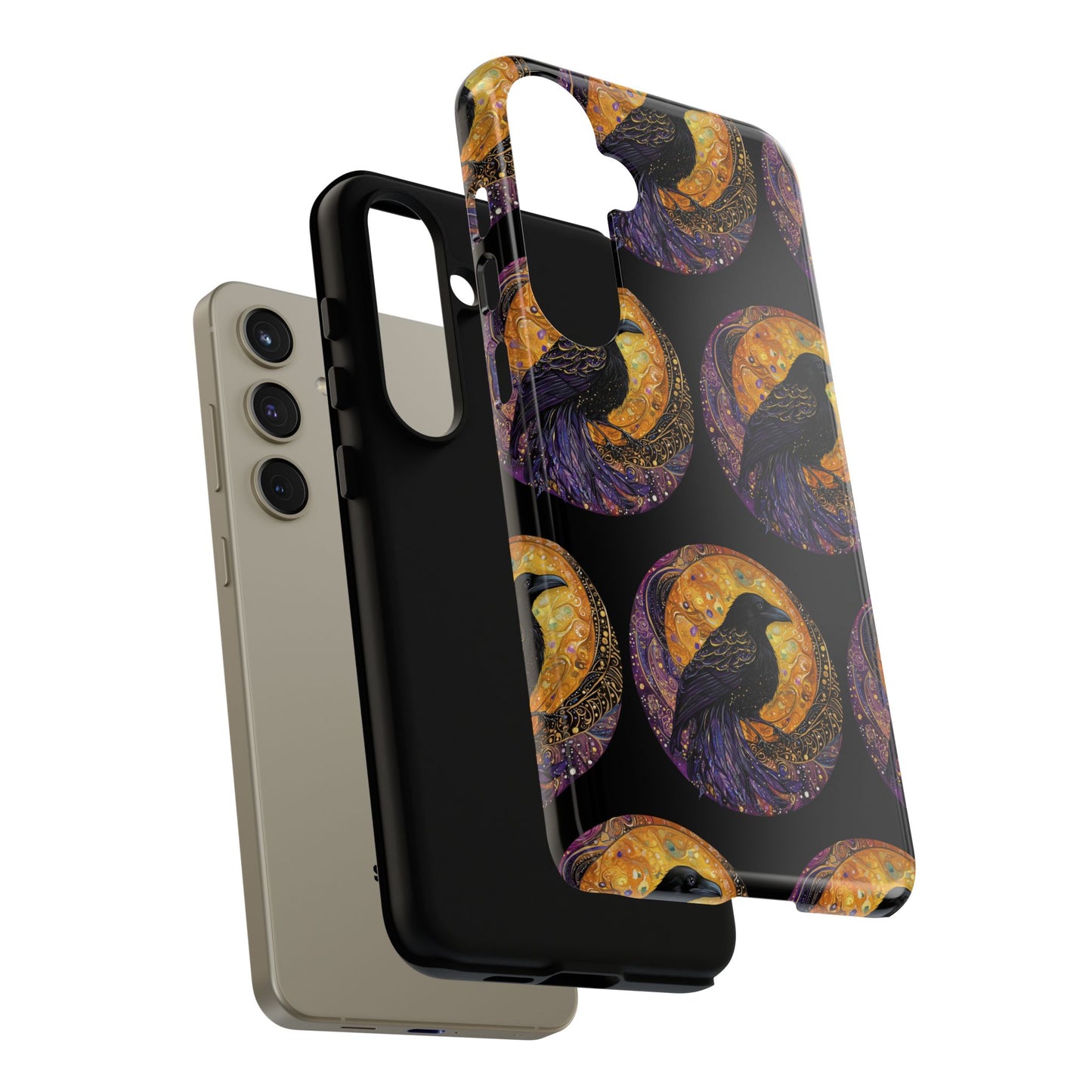 Raven Celestial Phone Case, Astrological Gift, Bird Lover Accessory, Tough Phone Cover, Gothic Aesthetic, Halloween Tech Decor