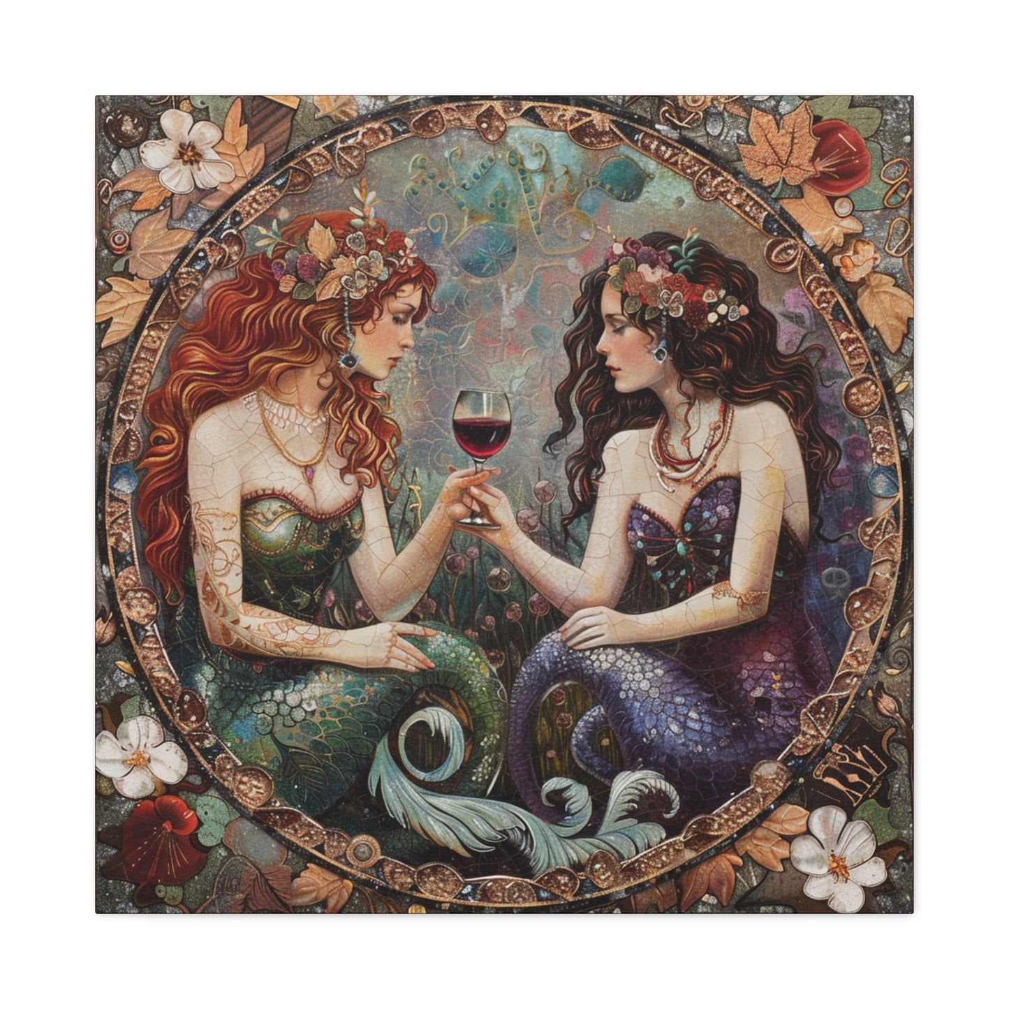 Mermaid in Paris Canvas Print, Mermaid Lovers, Mermaid Gift, Girlfriend Gift, Mermaid Canvas, Choose Your Size Canvas Options