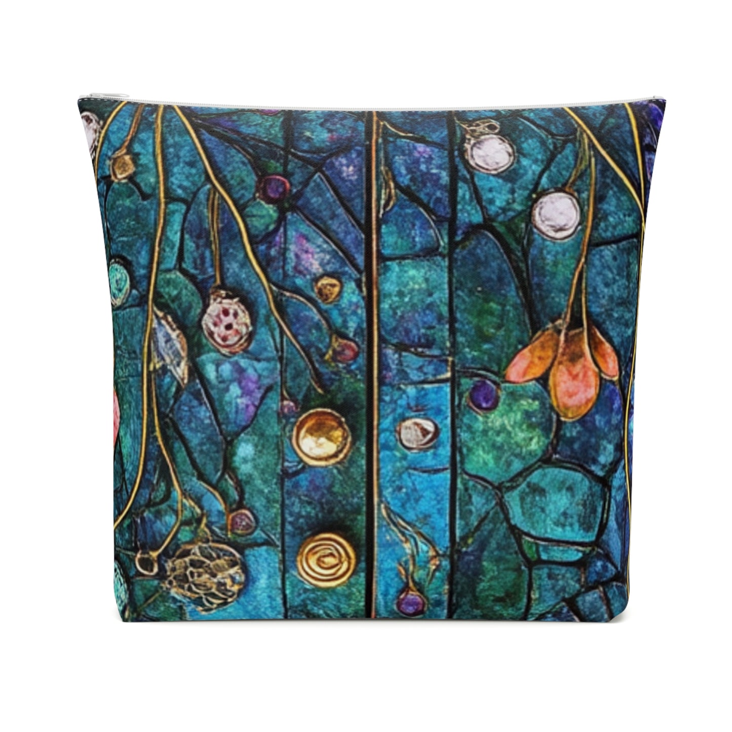 Fairy Door Colorful Cotton Cosmetic Bag, Vibrant Makeup Organizer, Artistic Travel Pouch, Gift for Her, Holiday Toiletries Case