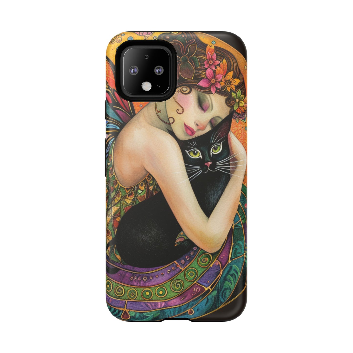 Colorful Art Phone Case with Cat and Fairy Design, Phone Cover Gift for Cat Lovers, Unique Floral Case, Magical Design, Vibrant Phone [...]