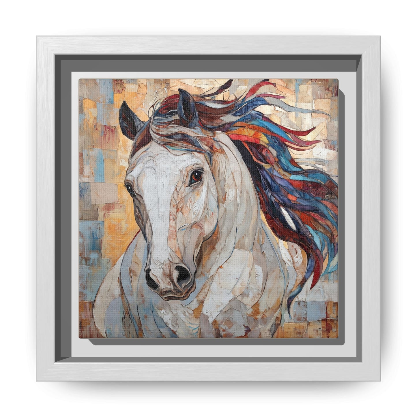 Colorful Mane Horse Matte Canvas Framed | Equine Wall Art