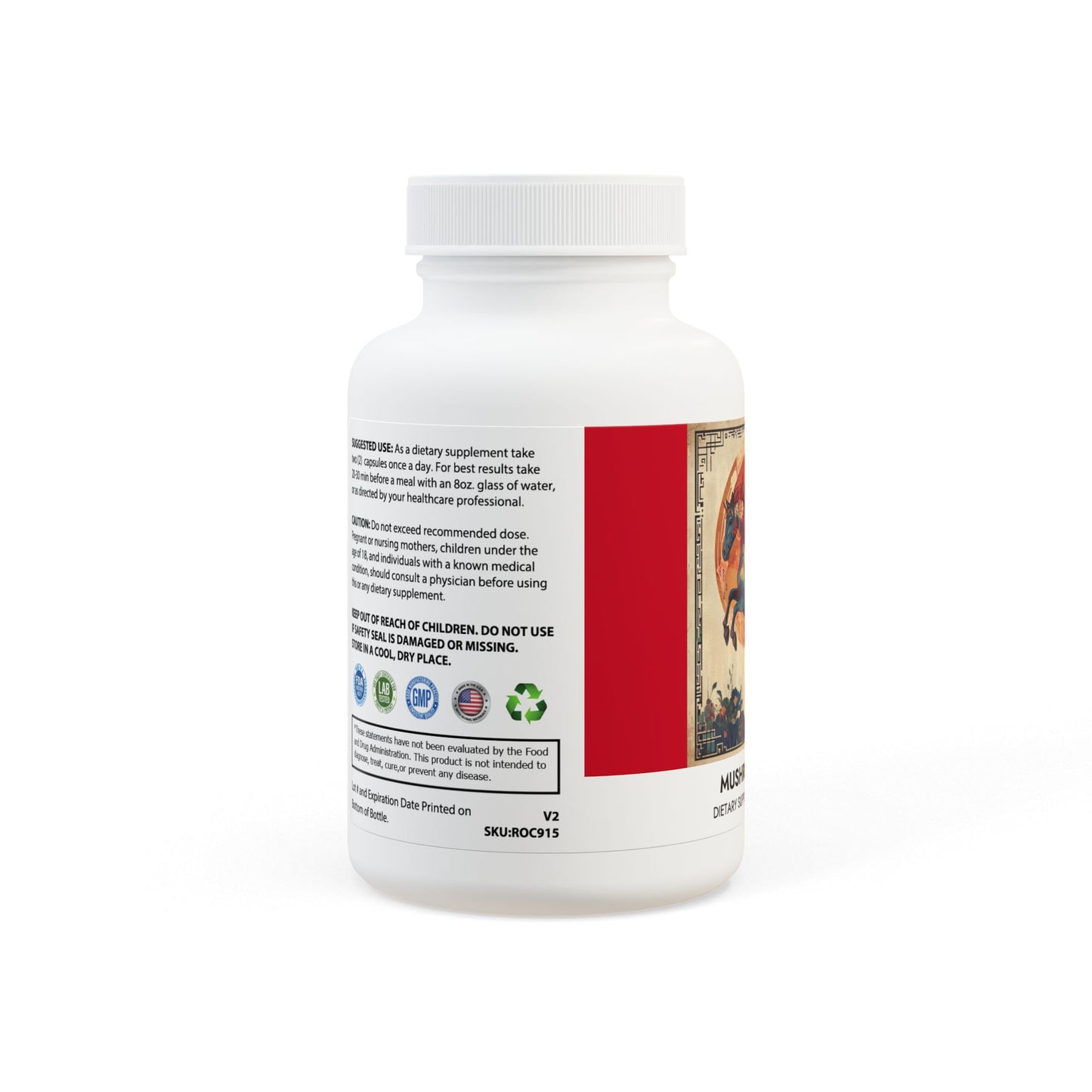 Mushroom Blend Supplement (60 Capsules) Year of The Fire Horse Illustration