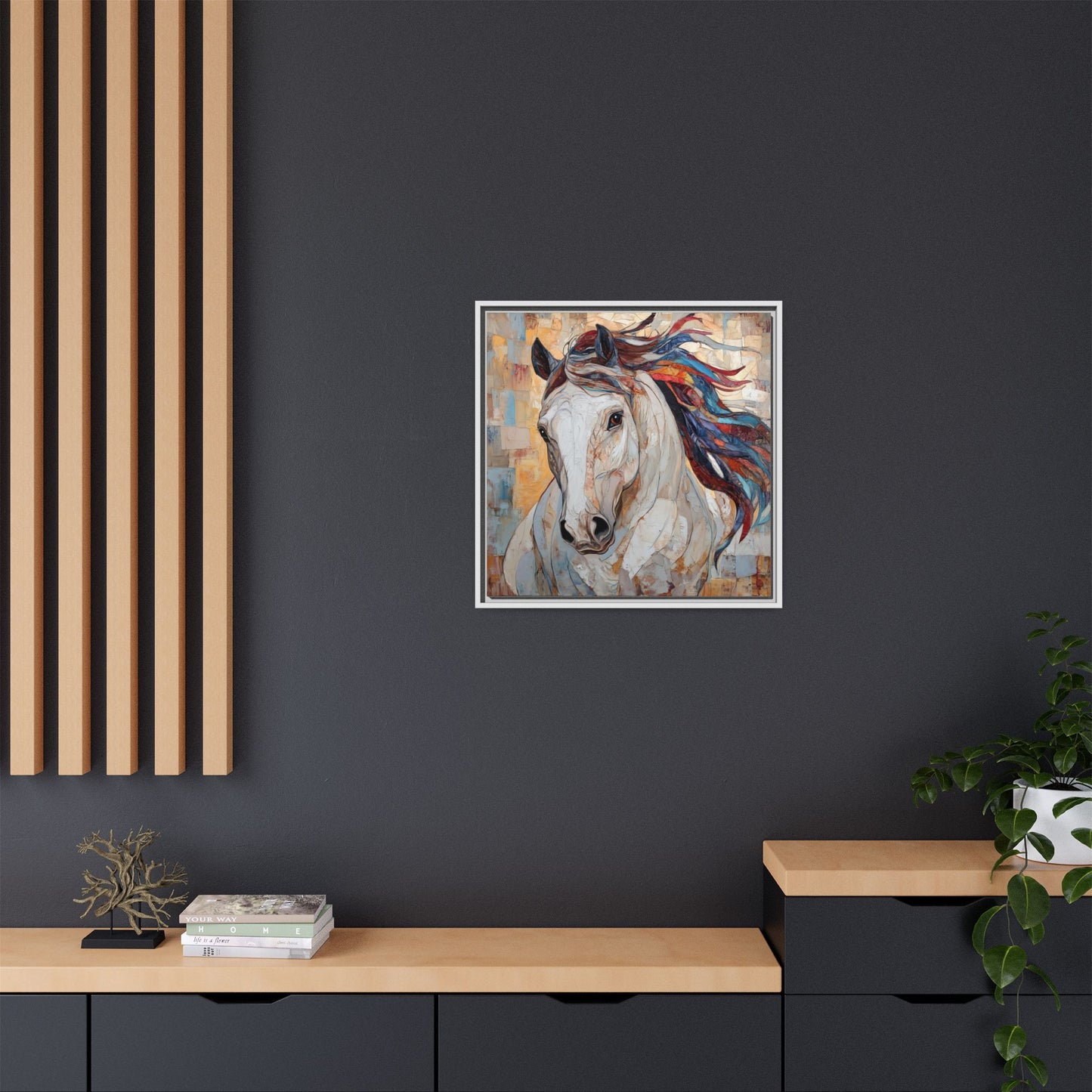 Colorful Mane Horse Matte Canvas Framed | Equine Wall Art