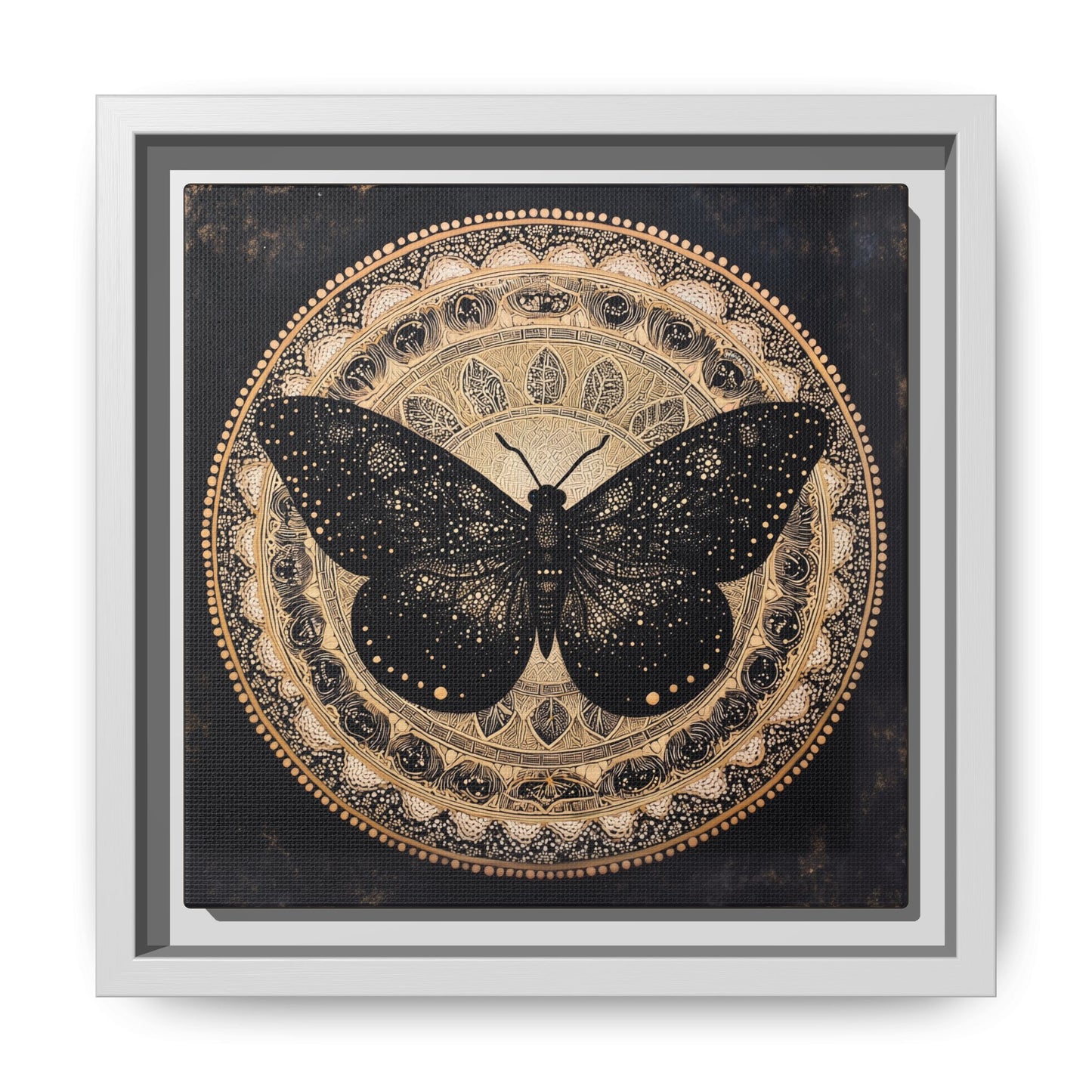Black Moth Mandala Matte Canvas Framed | Wall Art