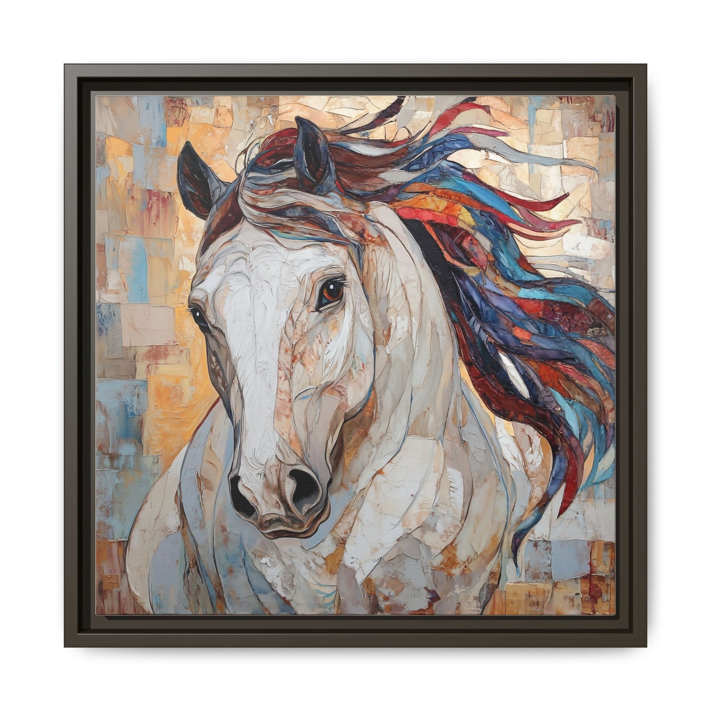 Colorful Mane Horse Matte Canvas Framed | Equine Wall Art
