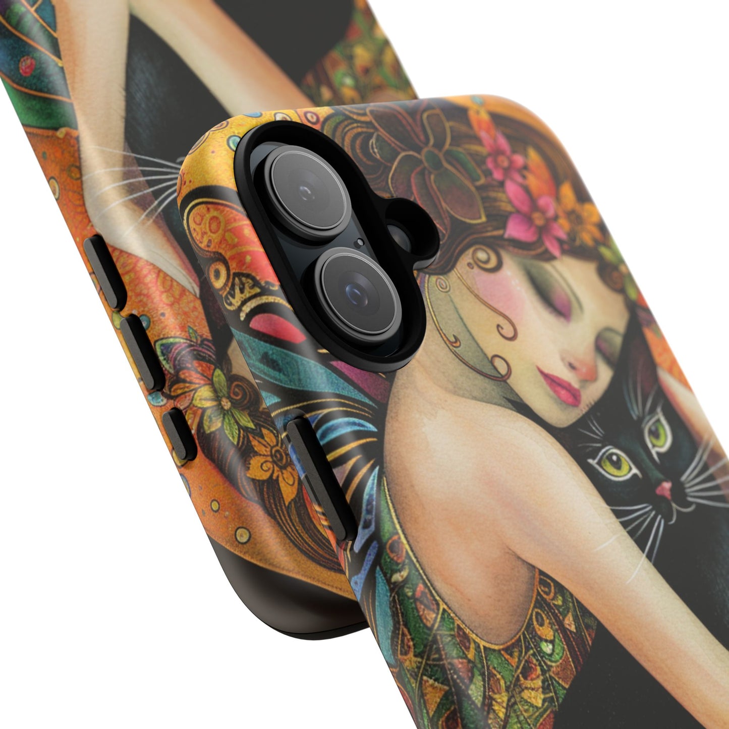 Colorful Art Phone Case with Cat and Fairy Design, Phone Cover Gift for Cat Lovers, Unique Floral Case, Magical Design, Vibrant Phone [...]