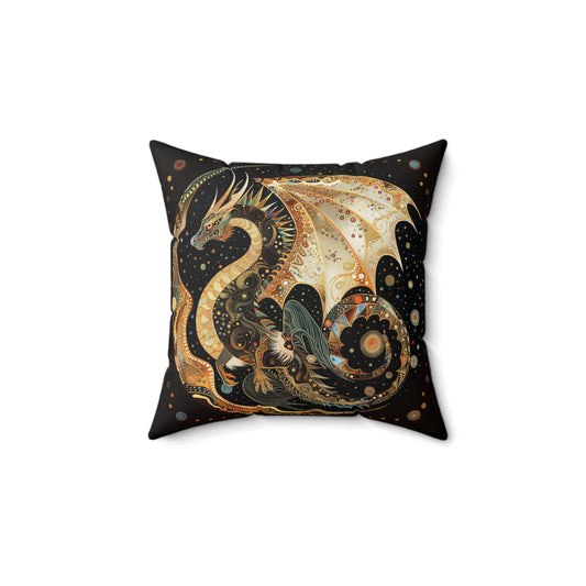 Celestial Dragon Print Pillow, Fantasy Home Decor, Throw Pillow, Cozy Living Room Accent, Unique Gift Idea