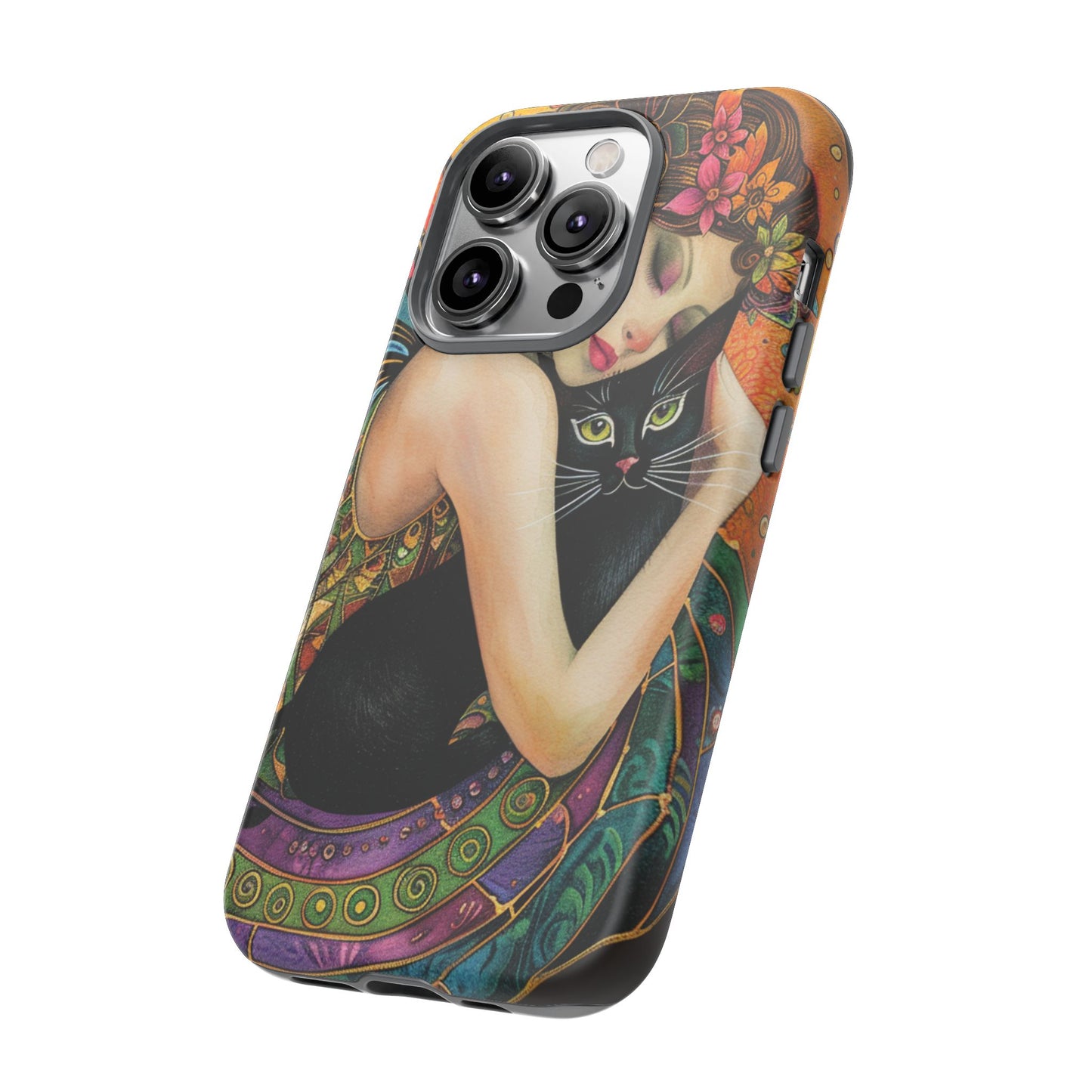 Colorful Art Phone Case with Cat and Fairy Design, Phone Cover Gift for Cat Lovers, Unique Floral Case, Magical Design, Vibrant Phone [...]