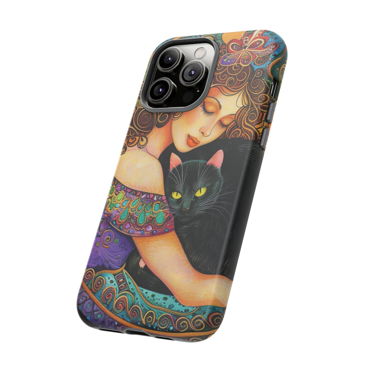 Colorful Cat Art Phone Case, Tough Phone Cover for Cat Lovers, Gift for Pet Owners, Artistic Mobile Case, Cute Cat Design