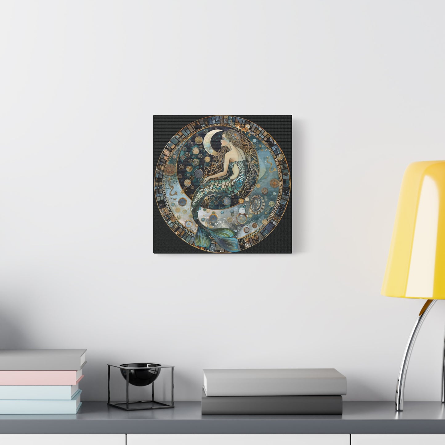 Mermaid Moon Canvas Art Print, Ocean Decor, Fantasy Artwork, Nautical Home Wall Art, Ethereal Gift for Sea Lovers
