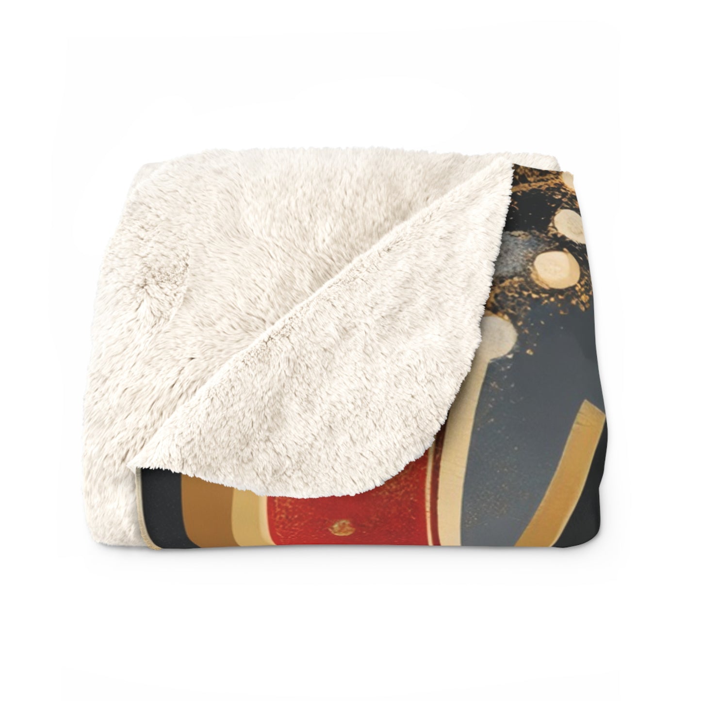 Cozy Abstract Sherpa Fleece Blanket, Black and Gold Cozy Throw, Soft Plush Blanket Gift, Home Decor, Winter Warmth