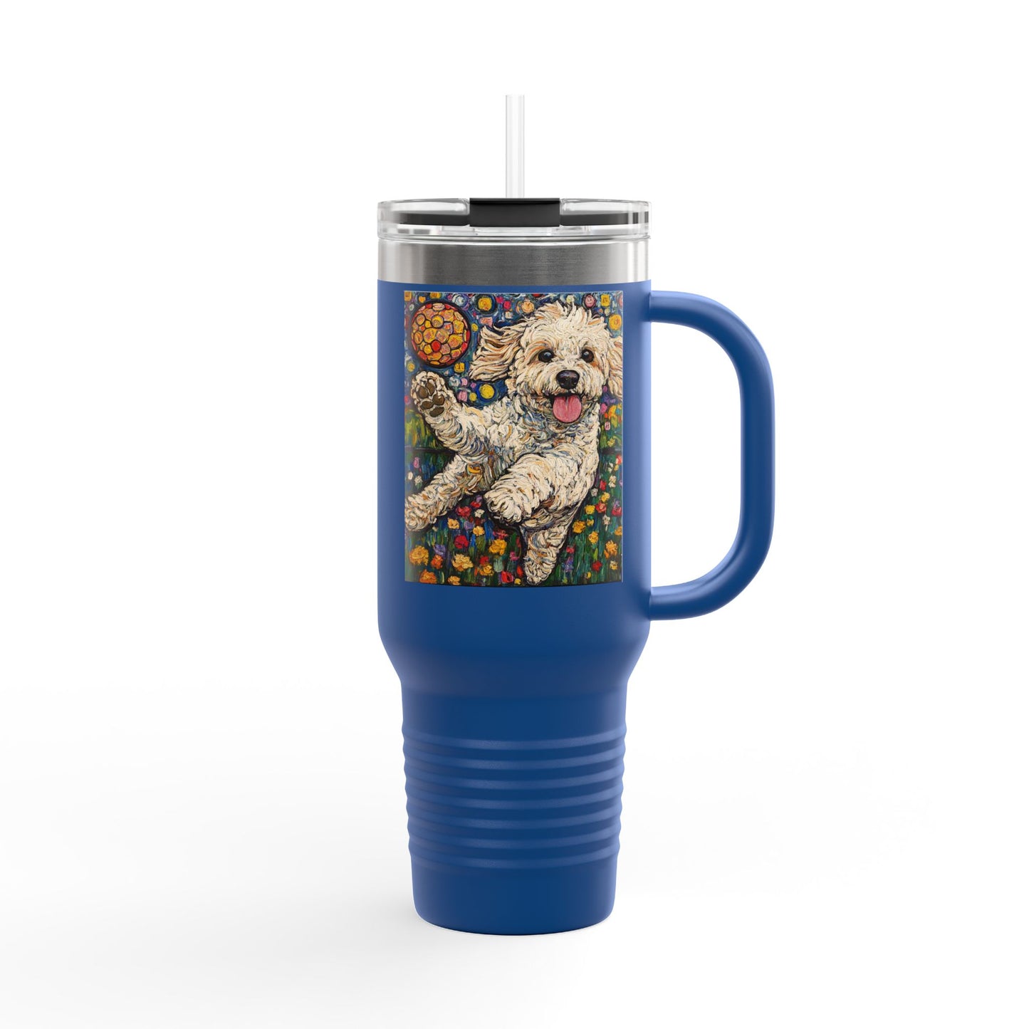 Doodle Pickleball Insulated Travel Mug - 40oz, Custom Dog Mug, Puppy Lover Gift, Colorful Pet Travel Mug, Birthday Gift, Dog Mom Accessory