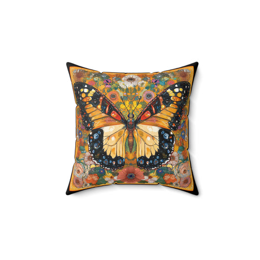 Colorful Butterfly Faux Suede Pillow, Bohemian Home Decor, Elegant Throw Pillow, Cozy Accent Cushion, Nature-Inspired Decor