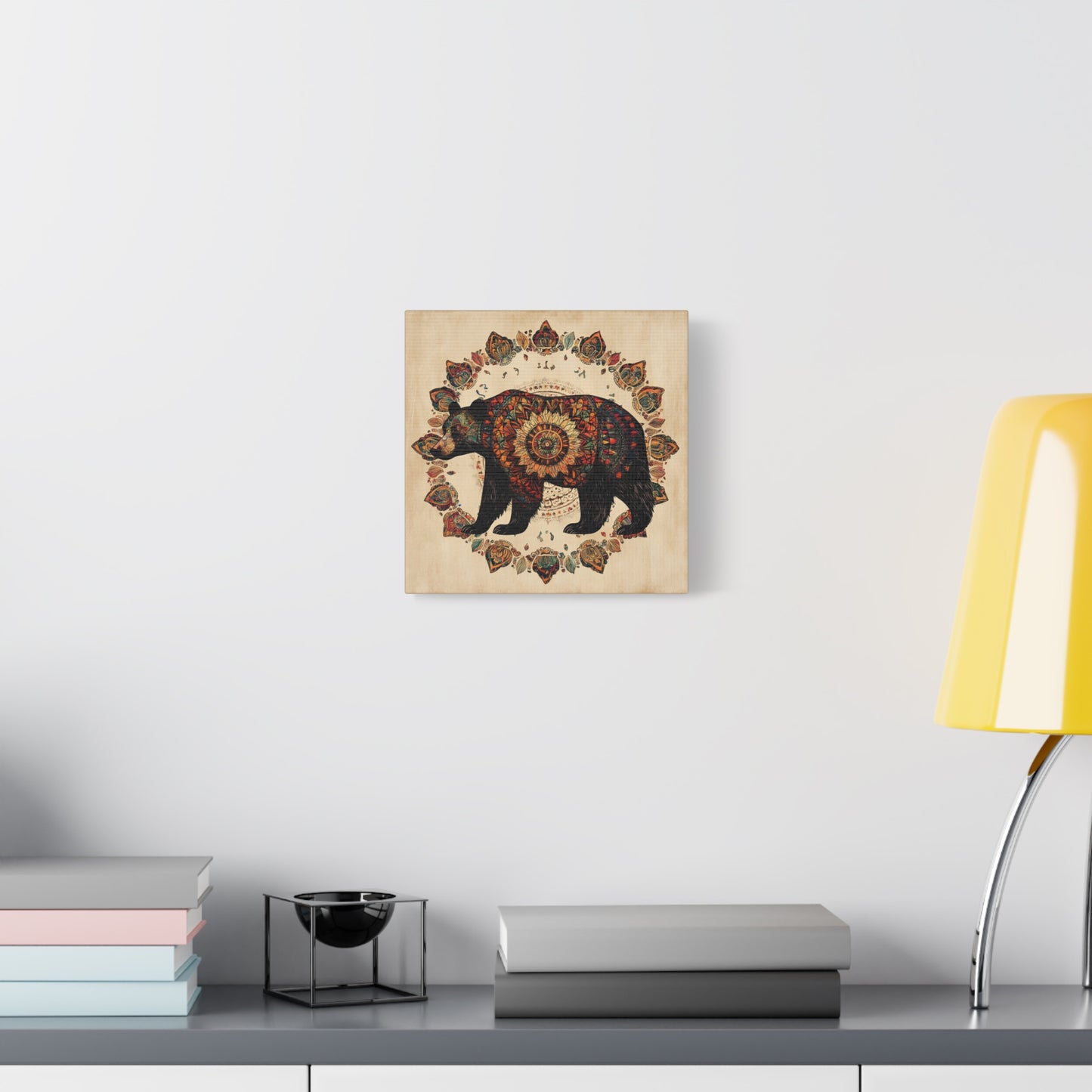 Bohemian Mandala Bear Matte Canvas Wall Art | Stretched Canvas
