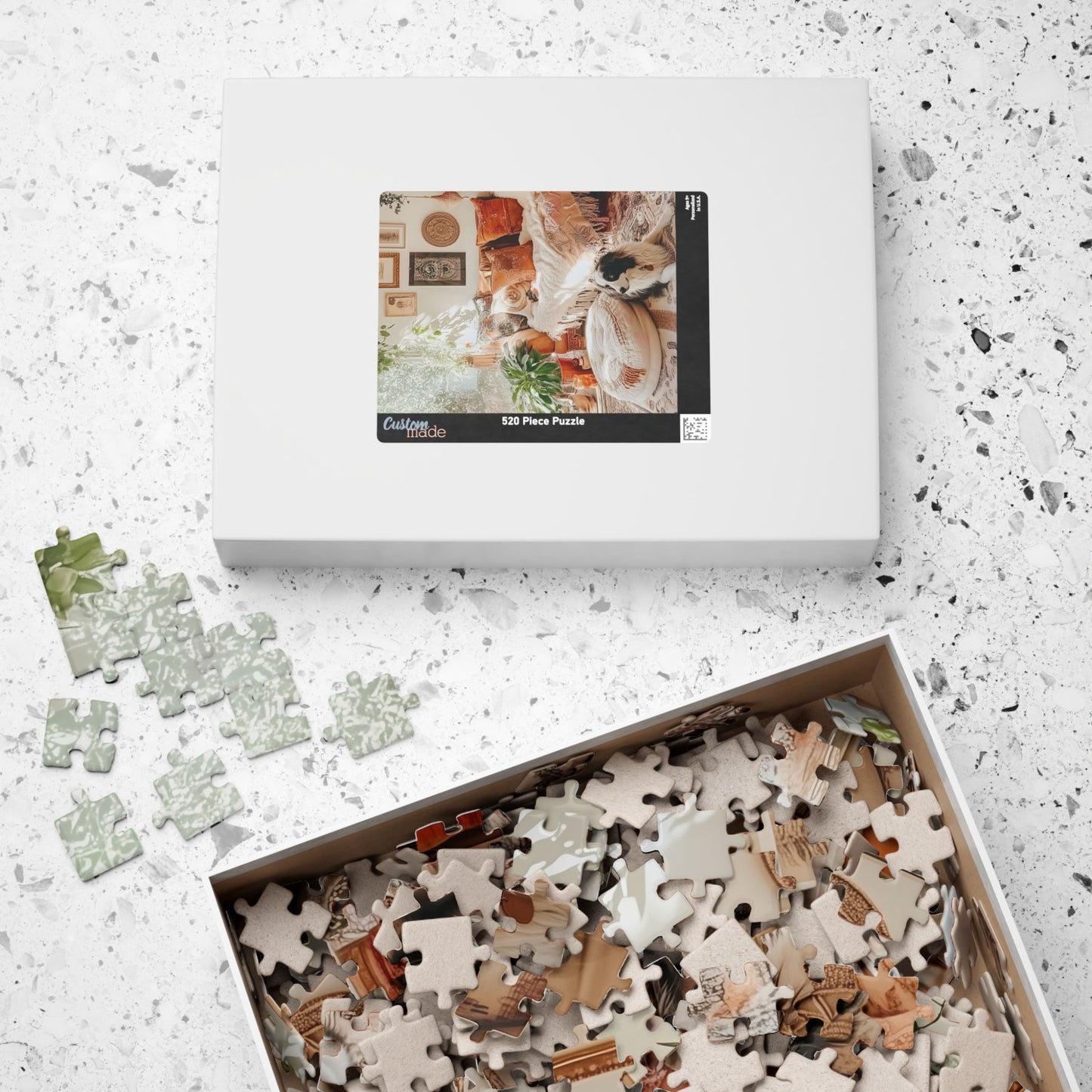 Cozy Boho Living Room Australian Shepherd Puzzle