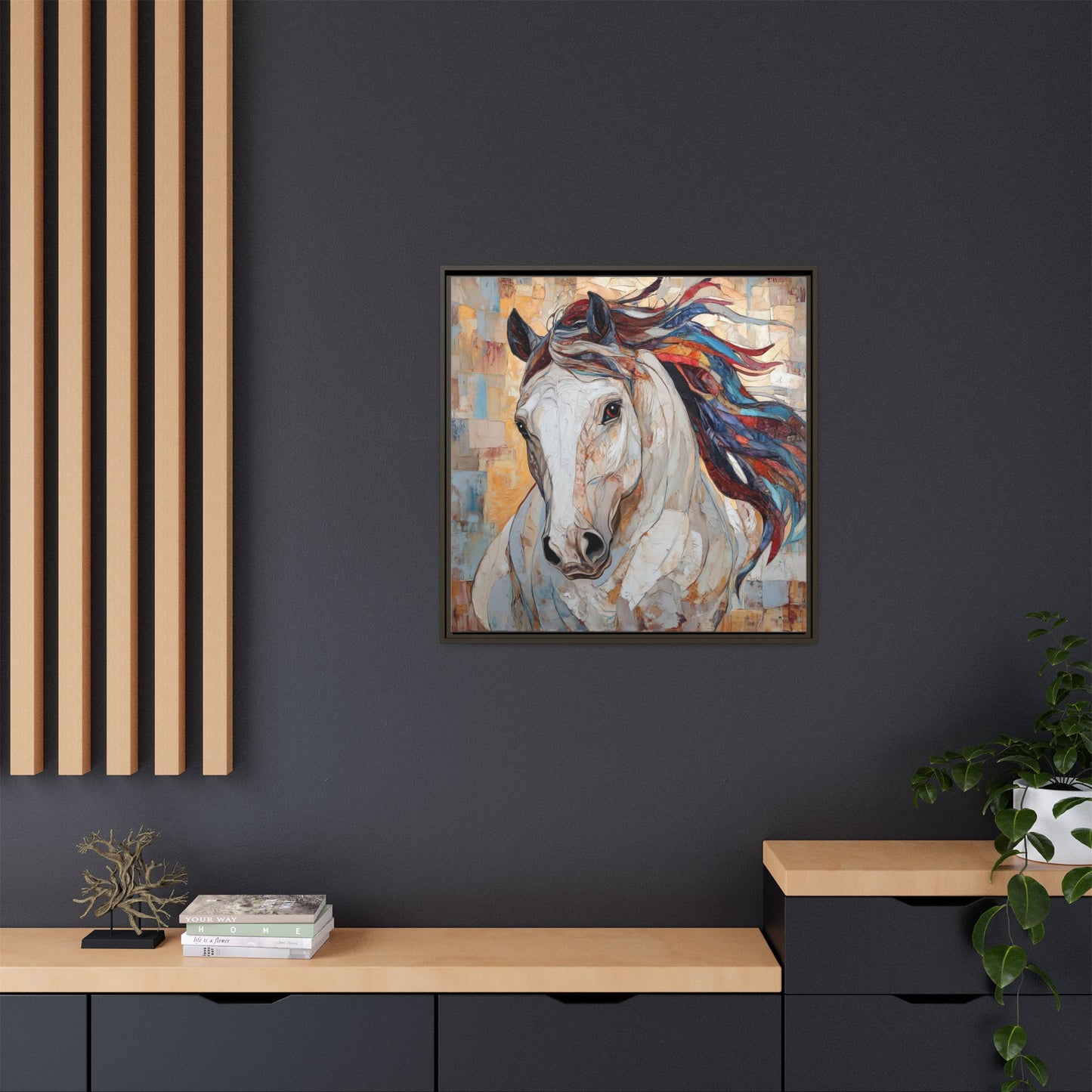 Colorful Mane Horse Matte Canvas Framed | Equine Wall Art