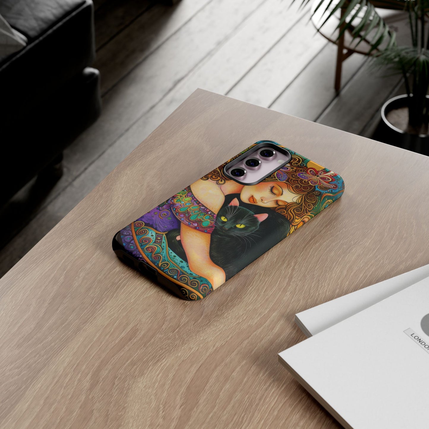 Colorful Cat Art Phone Case, Tough Phone Cover for Cat Lovers, Gift for Pet Owners, Artistic Mobile Case, Cute Cat Design