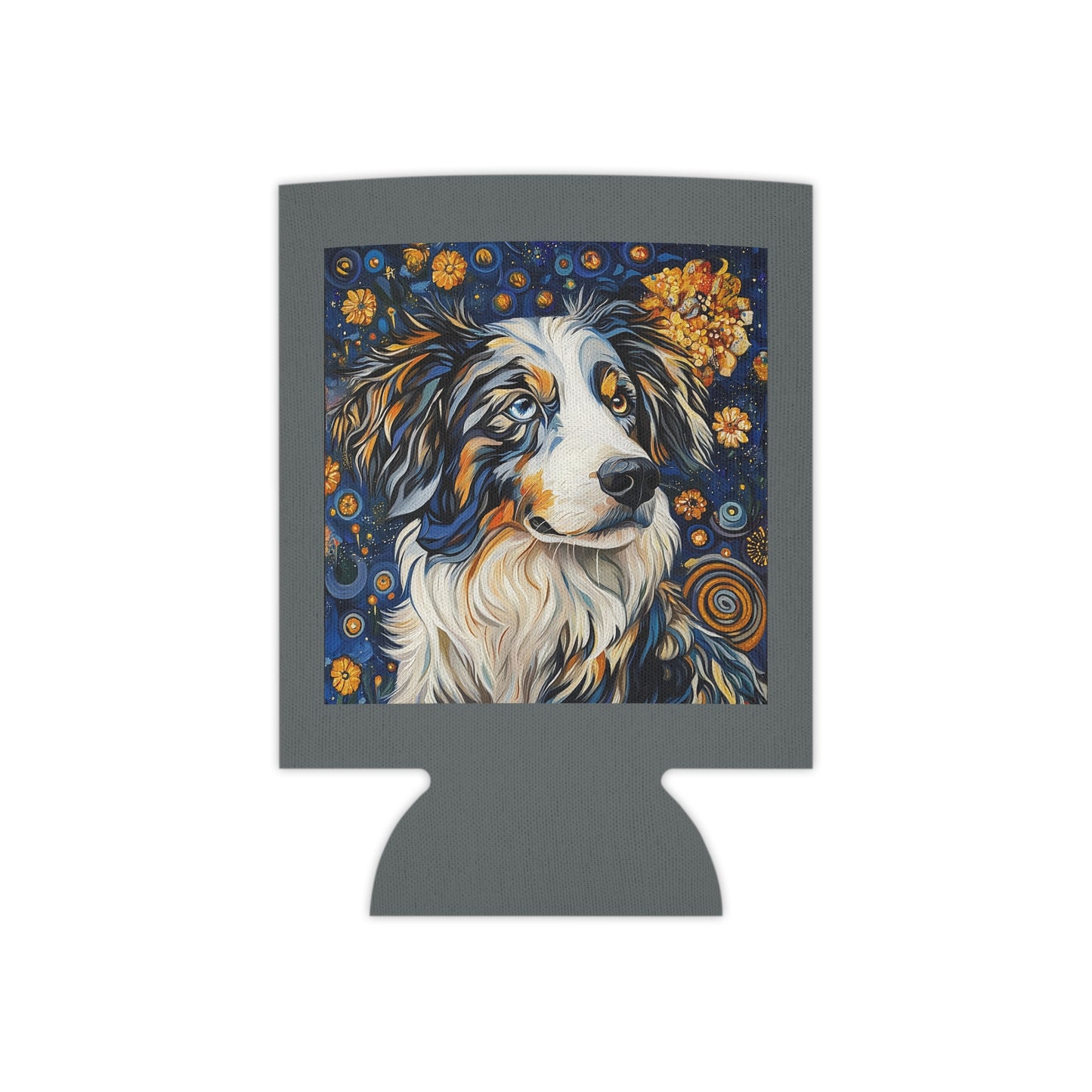 Tri Color Aussie Can Cooler, Pet Lover Gift, Summer BBQ Accessory, Dog Birthday Party Favor, Australian Shepherd