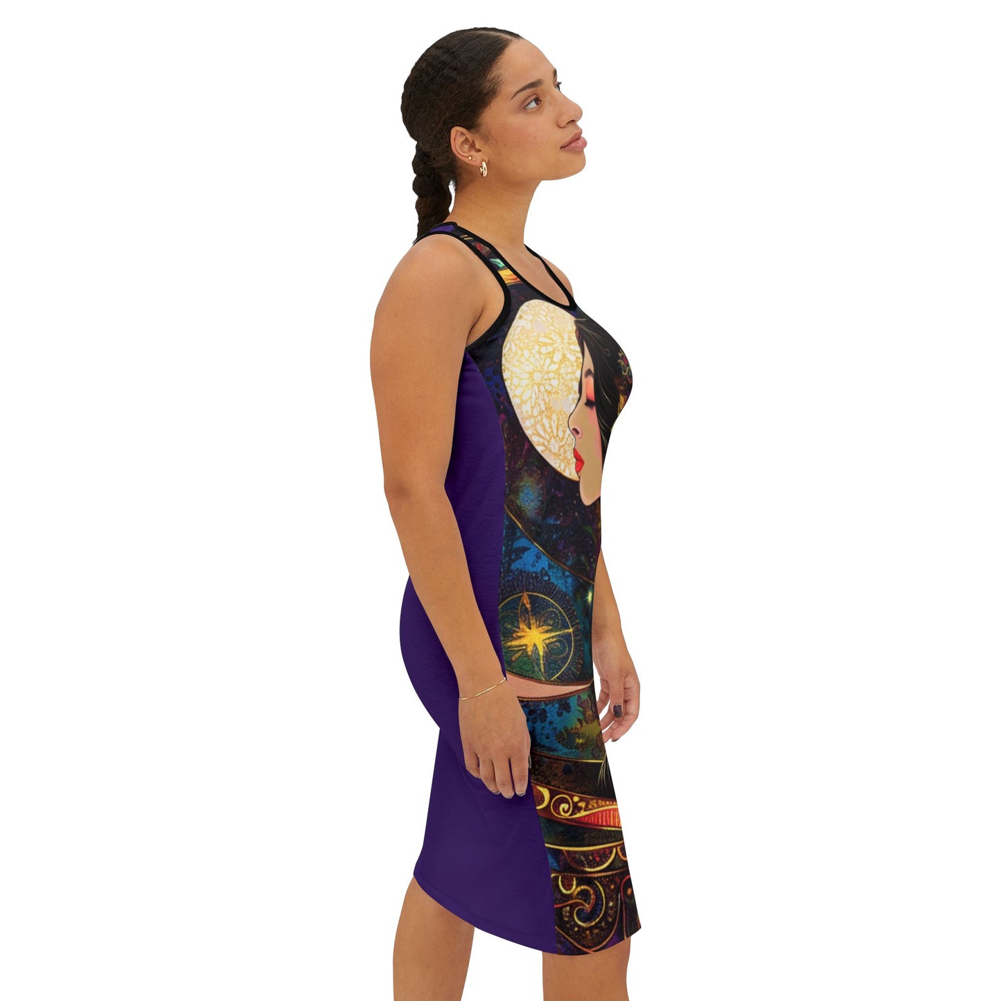 Goddess Moon Racerback Dress, Bohemian Summer Dress, Festival Clothing, Beachwear, Casual Dress, Gift for Her