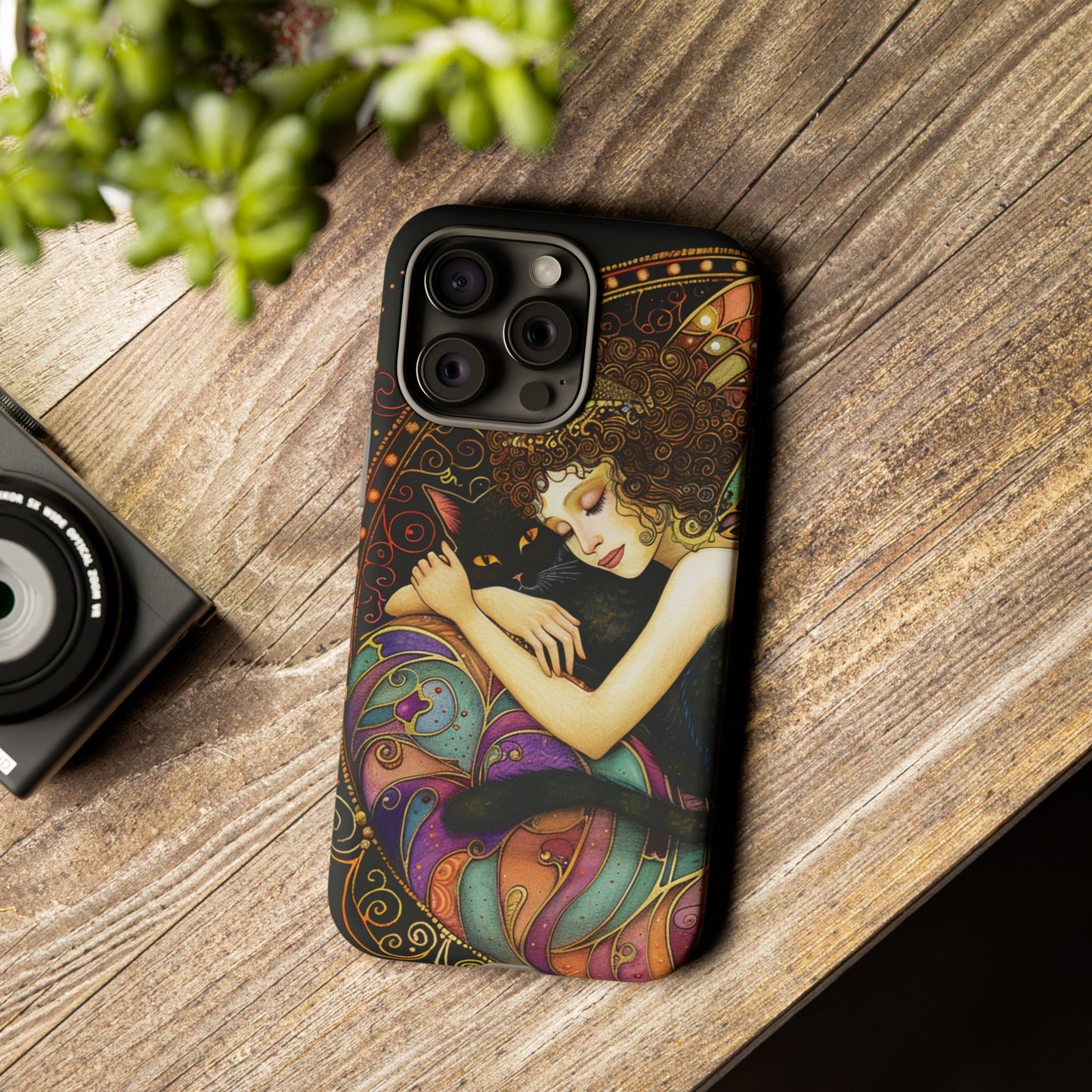 Artistic Phone Case for Cat Lovers, Tough Cases with Enchanting Design, Unique Gift for Birthdays, Holidays, and Celebrations