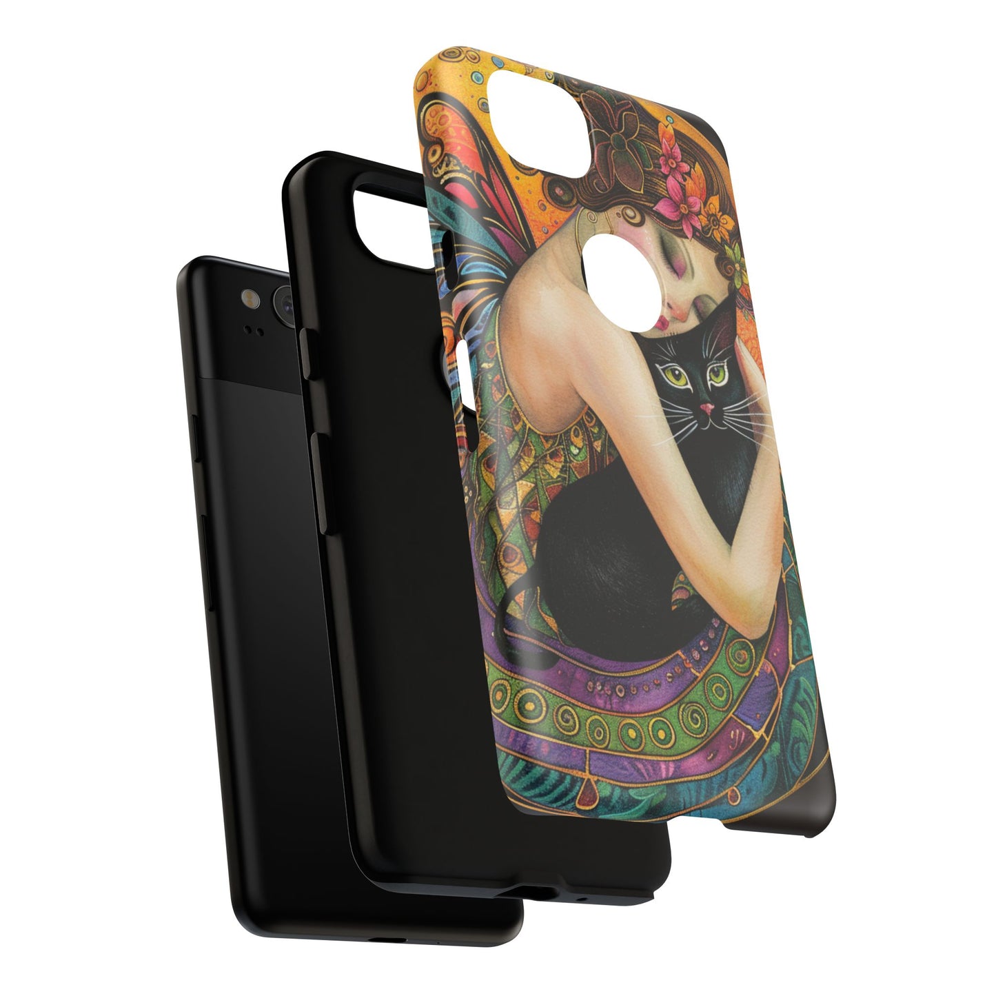 Colorful Art Phone Case with Cat and Fairy Design, Phone Cover Gift for Cat Lovers, Unique Floral Case, Magical Design, Vibrant Phone [...]