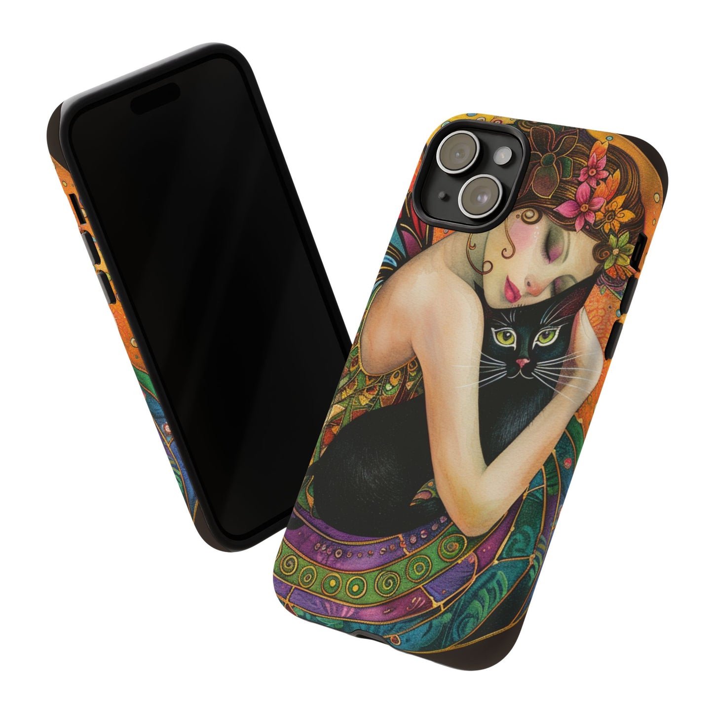 Colorful Art Phone Case with Cat and Fairy Design, Phone Cover Gift for Cat Lovers, Unique Floral Case, Magical Design, Vibrant Phone [...]