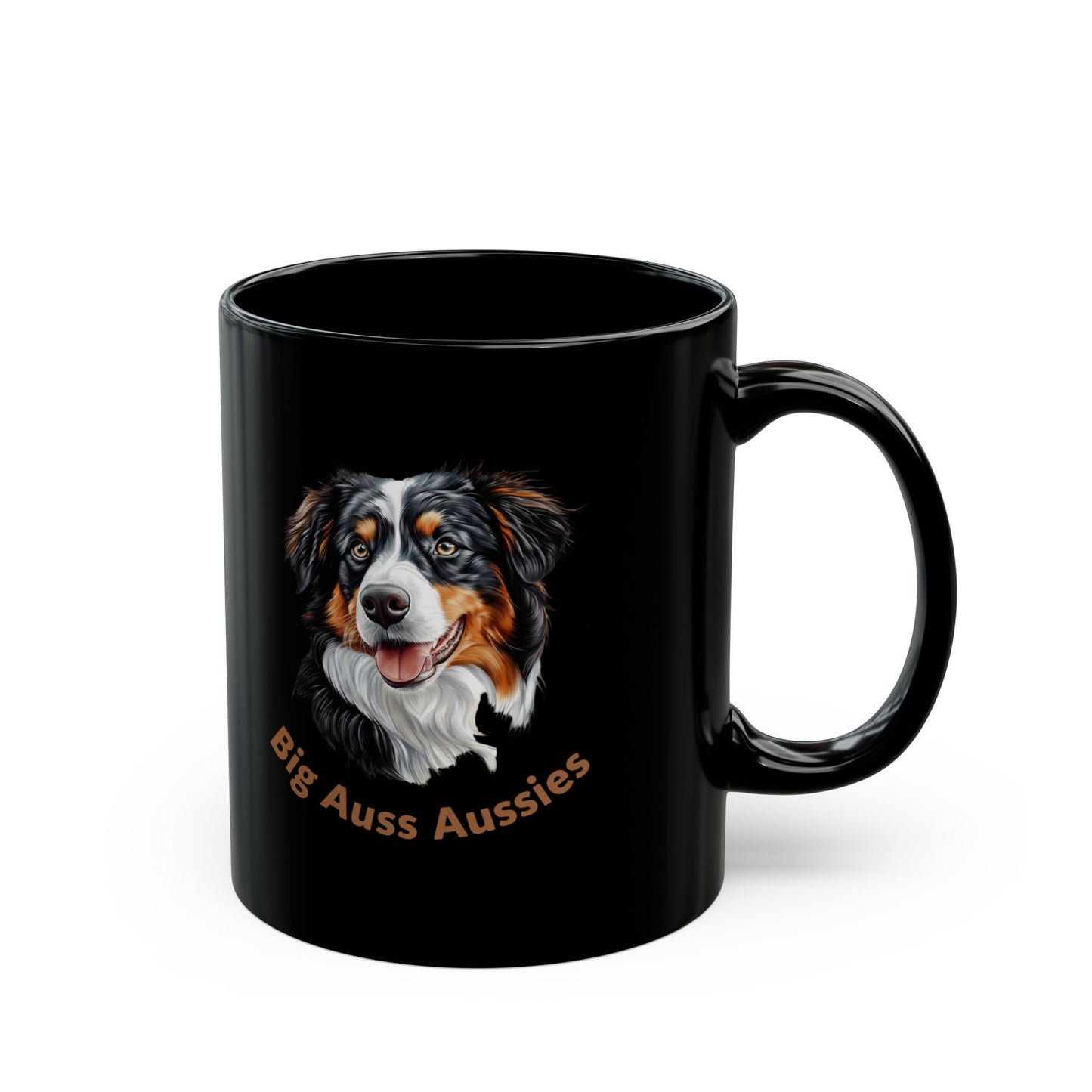Big Auss Aussies Lover Mug, Pet Owner Gift, Australian Shepherd Coffee Cup, Black Ceramic Mug, Big Australian Shepherd