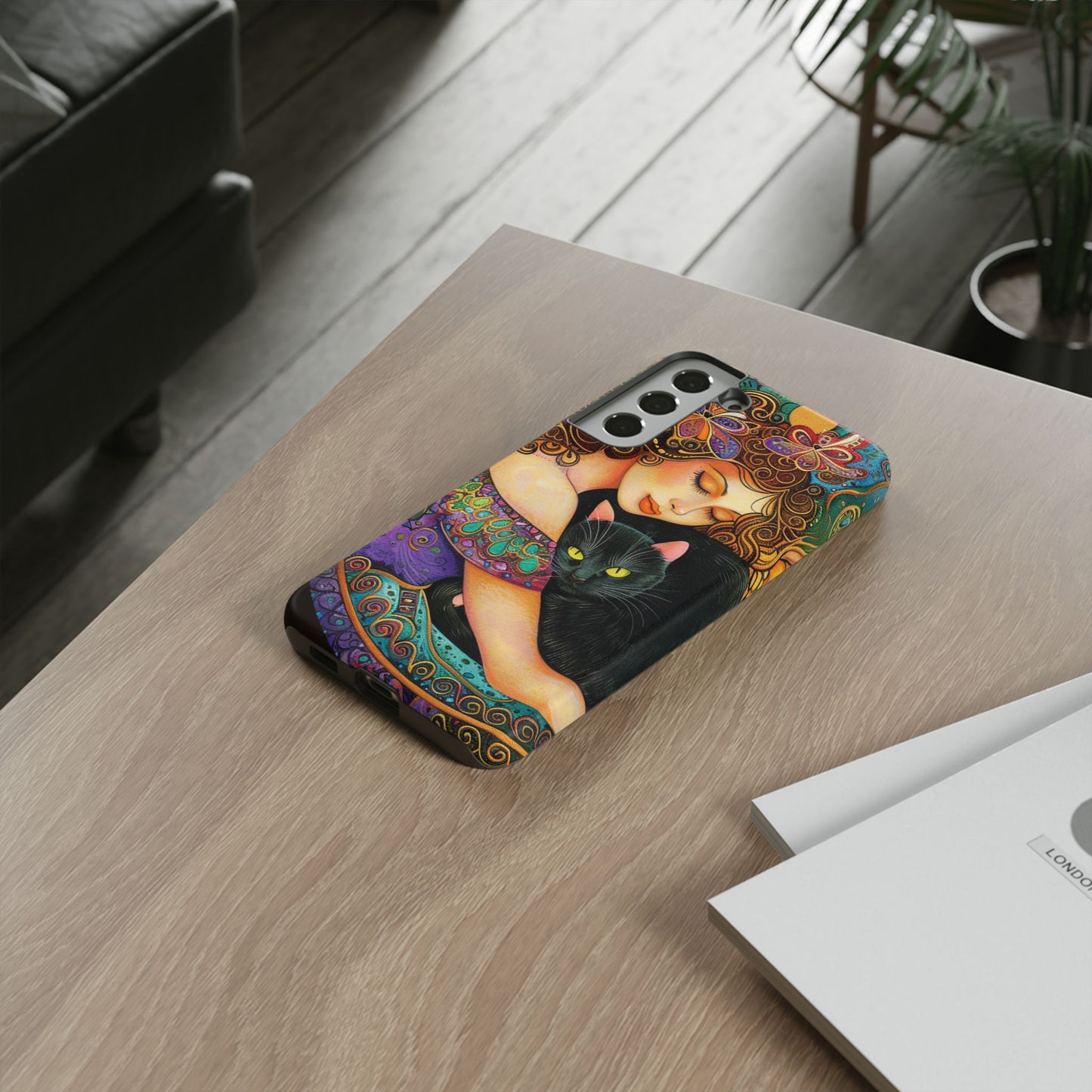 Colorful Cat Art Phone Case, Tough Phone Cover for Cat Lovers, Gift for Pet Owners, Artistic Mobile Case, Cute Cat Design