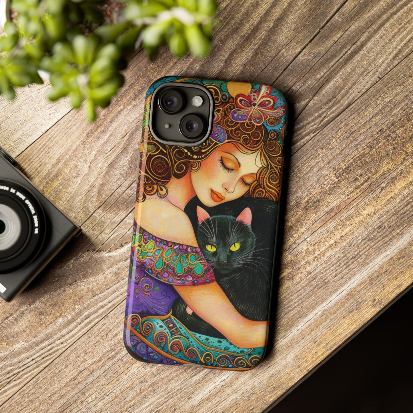 Colorful Cat Art Phone Case, Tough Phone Cover for Cat Lovers, Gift for Pet Owners, Artistic Mobile Case, Cute Cat Design