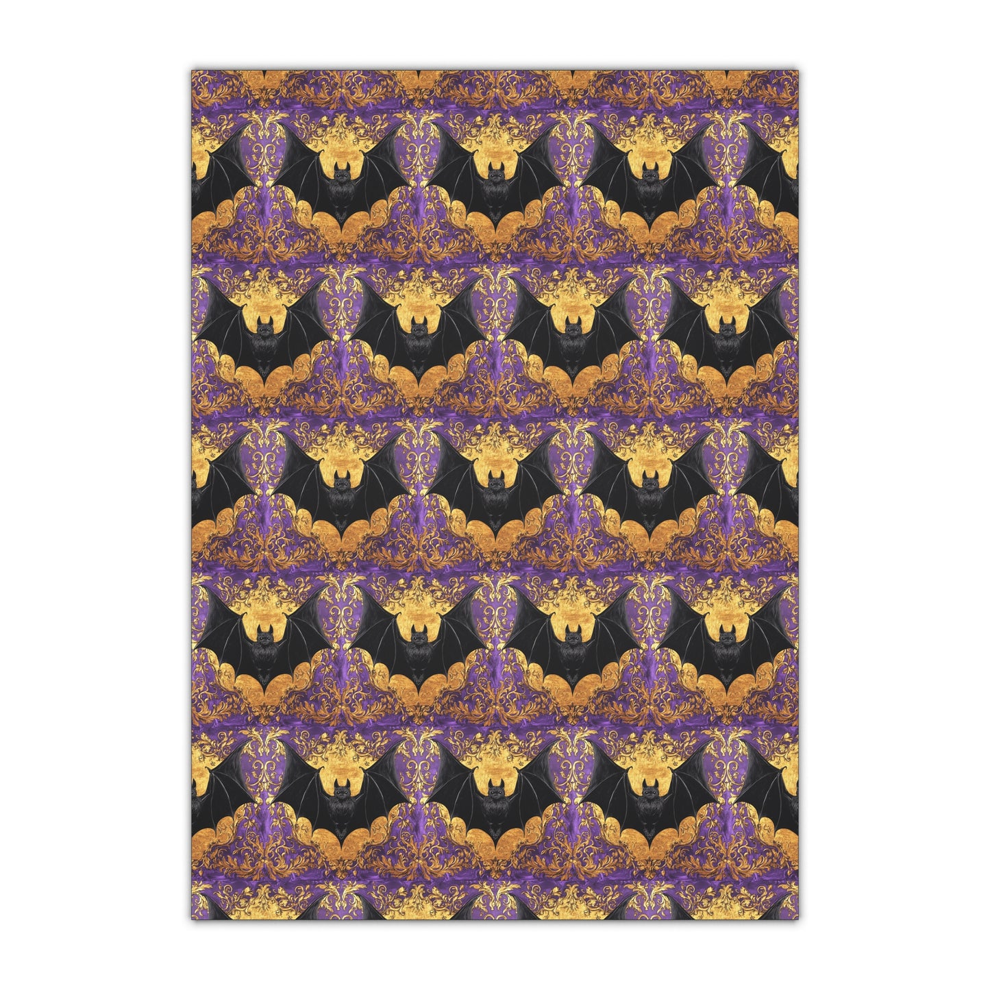 Baroque Bat-Themed Gift Wrapping Paper Sheets, Halloween, Party, Decorative Wrap, Gift Presentation, Unique Gifts