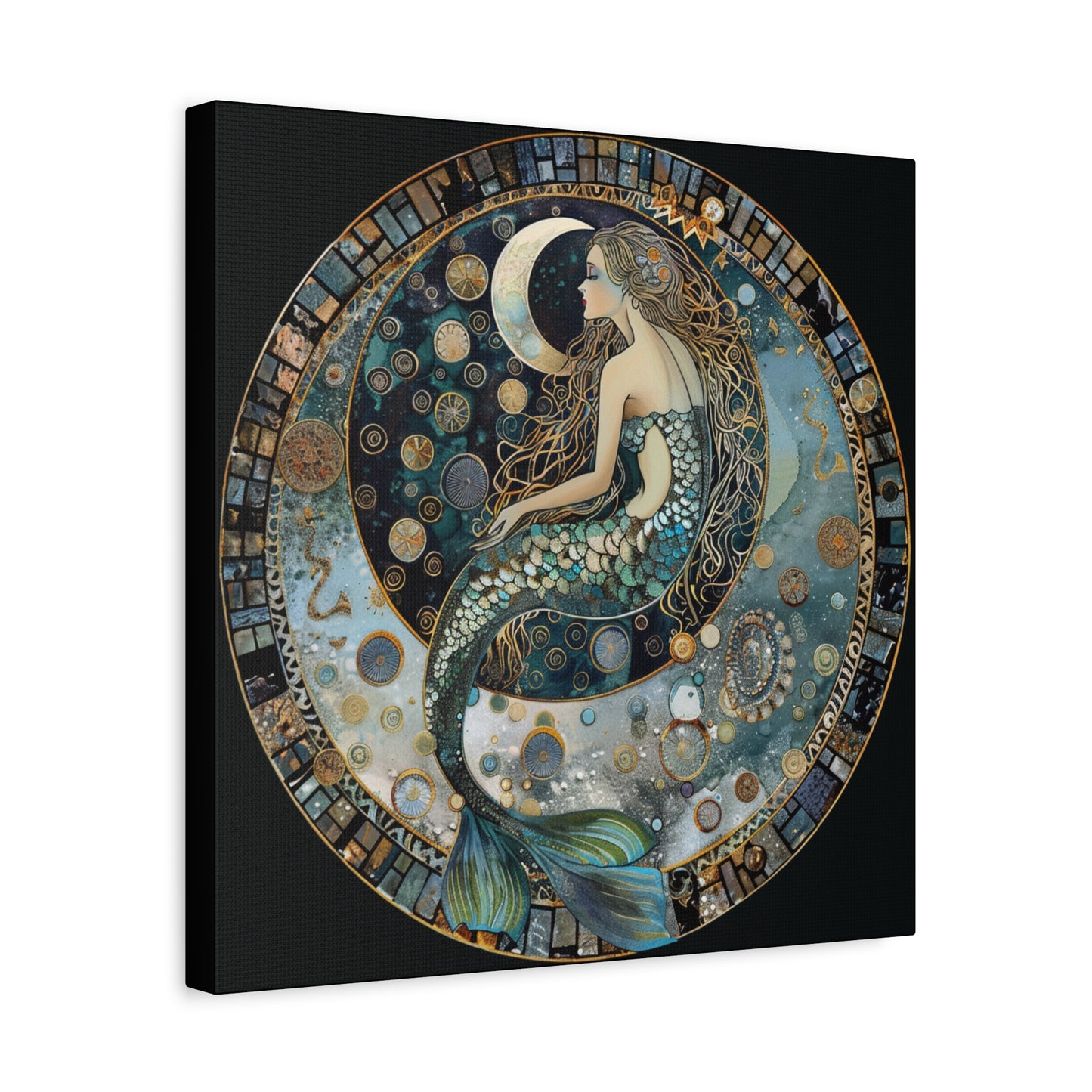 Mermaid Moon Canvas Art Print, Ocean Decor, Fantasy Artwork, Nautical Home Wall Art, Ethereal Gift for Sea Lovers