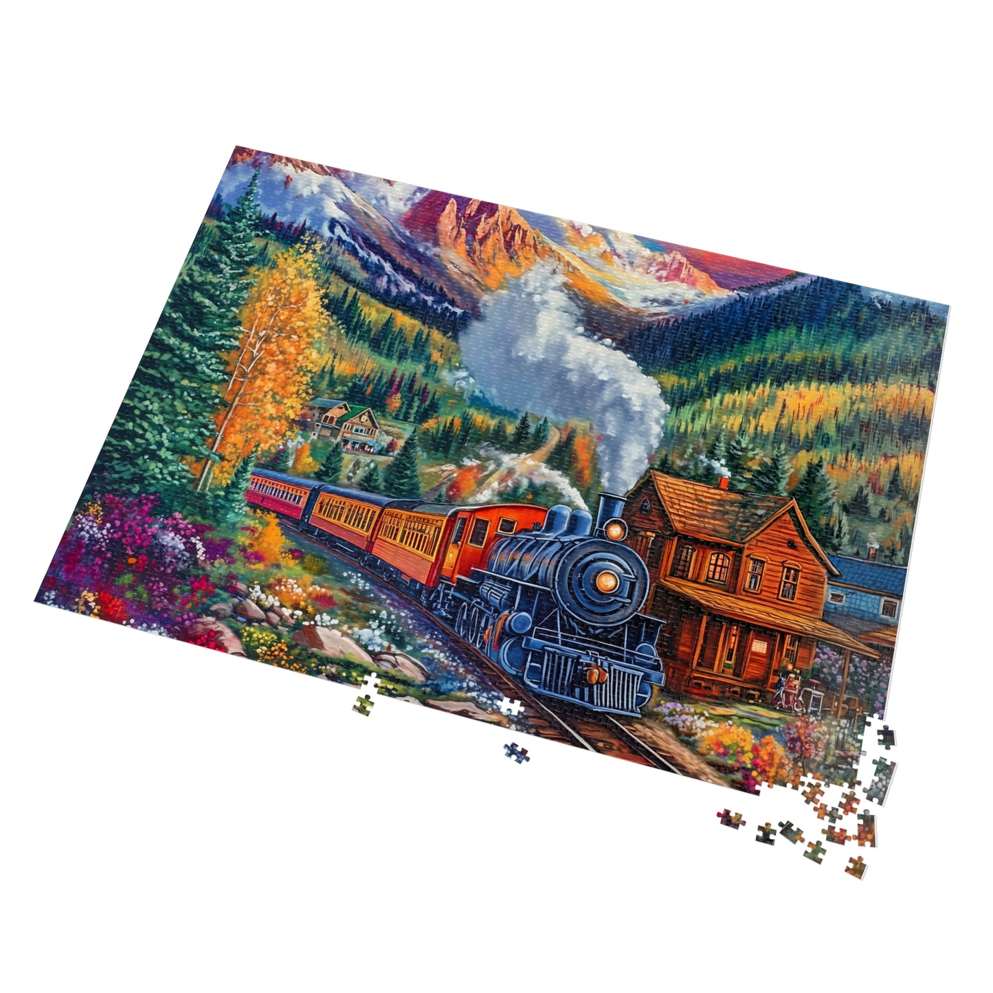 Scenic Mountain Steam Train Jigsaw Puzzle with Tin | 500pc Colorado Landscape Puzzle