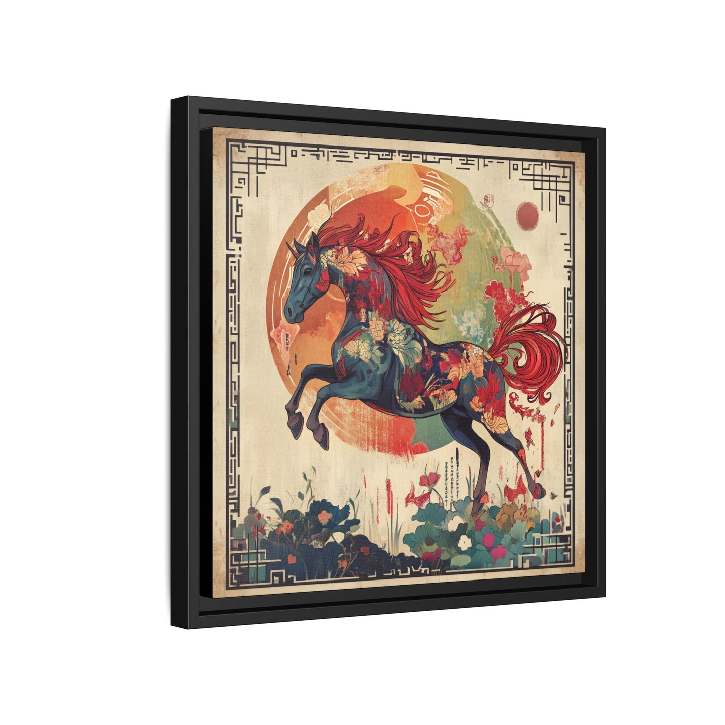 Fire Horse Year Matte Canvas Framed Print