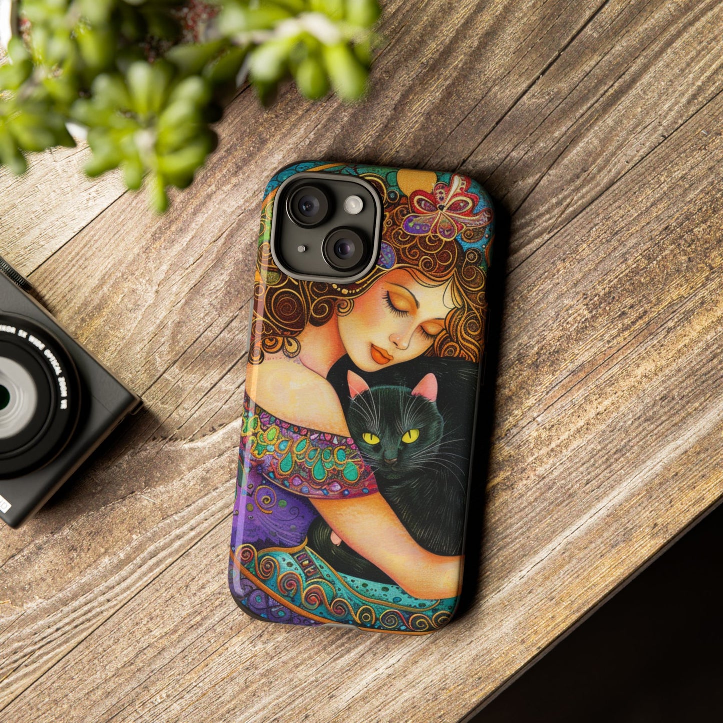 Colorful Cat Art Phone Case, Tough Phone Cover for Cat Lovers, Gift for Pet Owners, Artistic Mobile Case, Cute Cat Design