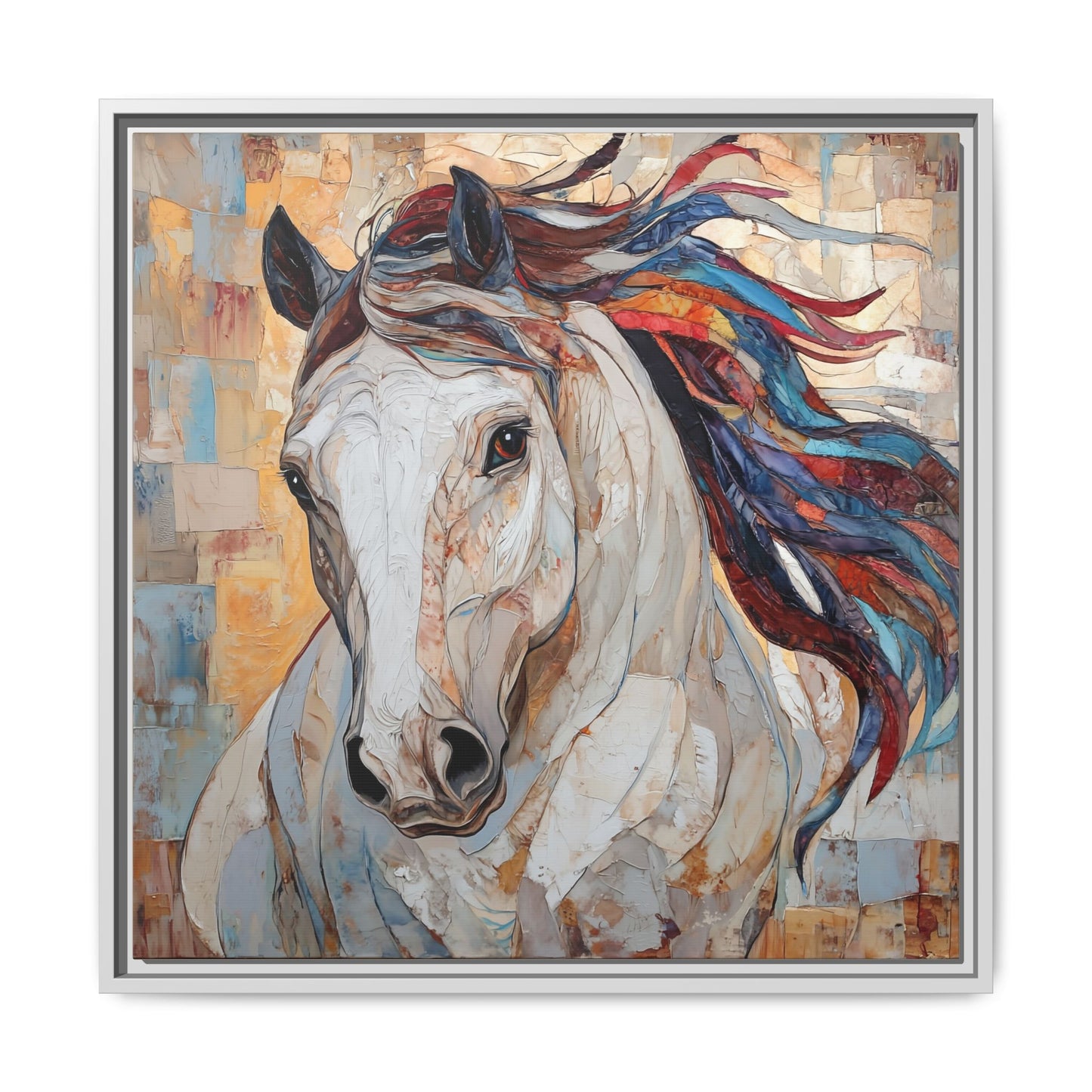 Colorful Mane Horse Matte Canvas Framed | Equine Wall Art
