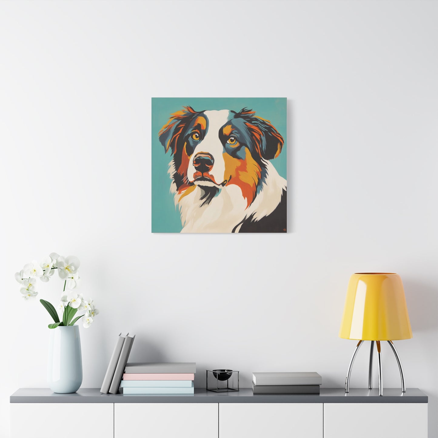 Mid Century Modern Aussie Canvas Wall Art, Home Decor, Pet Lover Gift, Dog Art, Animal Lover Decor