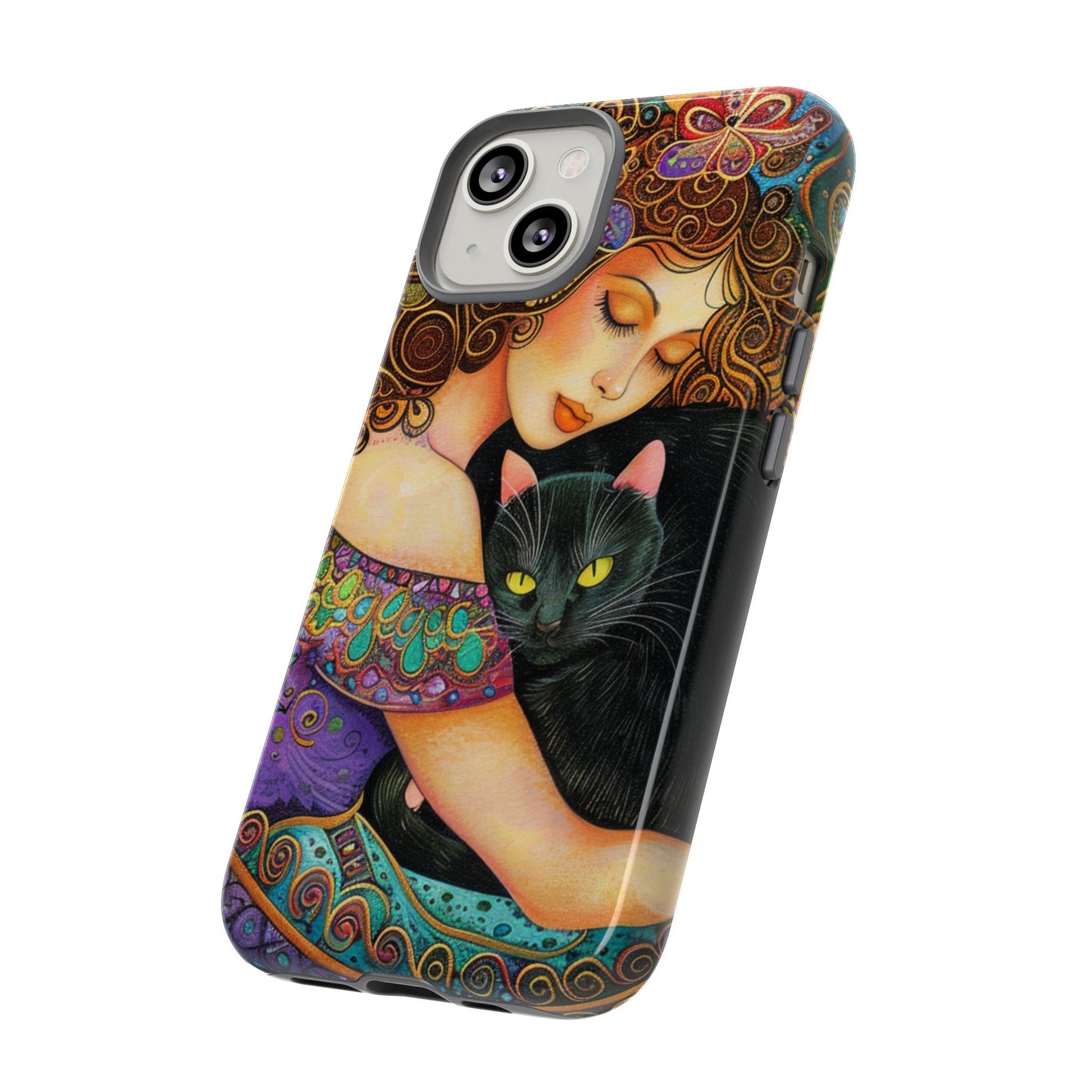 Colorful Cat Art Phone Case, Tough Phone Cover for Cat Lovers, Gift for Pet Owners, Artistic Mobile Case, Cute Cat Design
