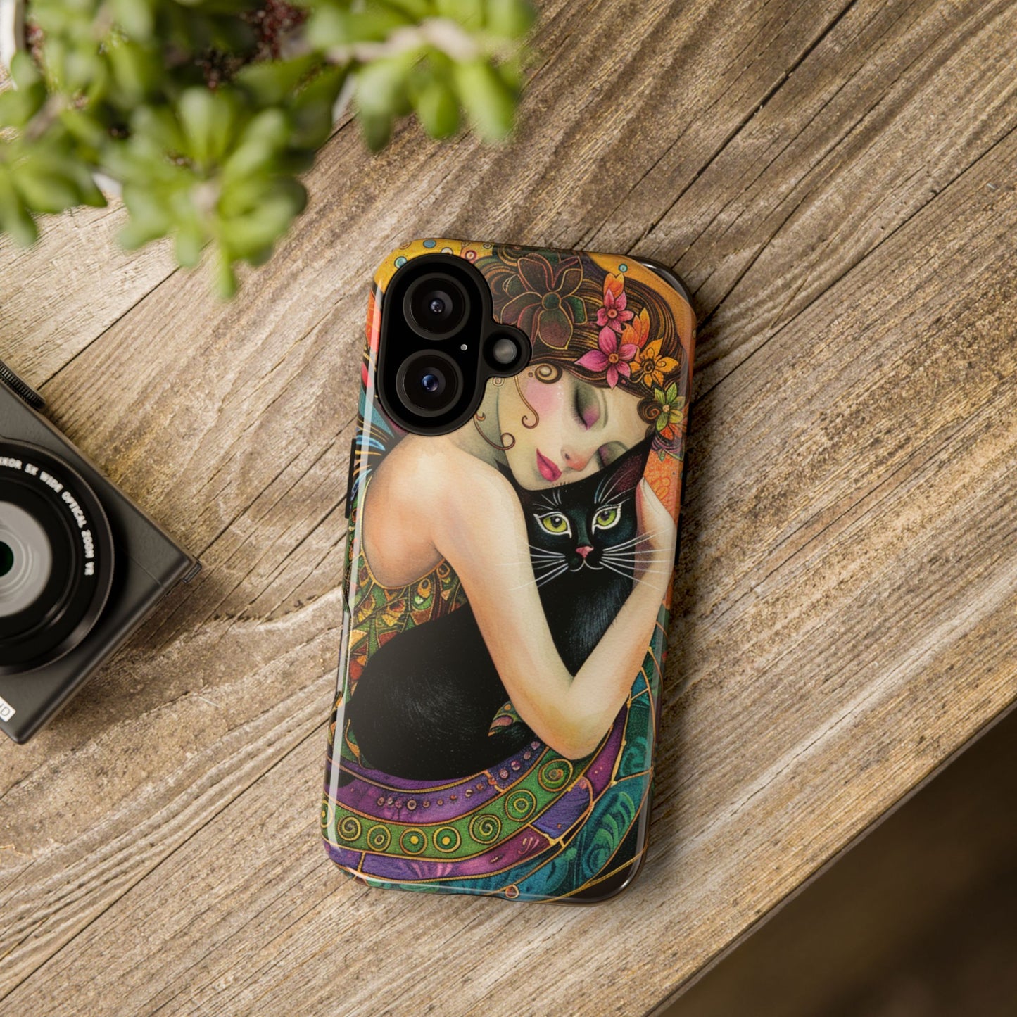 Colorful Art Phone Case with Cat and Fairy Design, Phone Cover Gift for Cat Lovers, Unique Floral Case, Magical Design, Vibrant Phone [...]