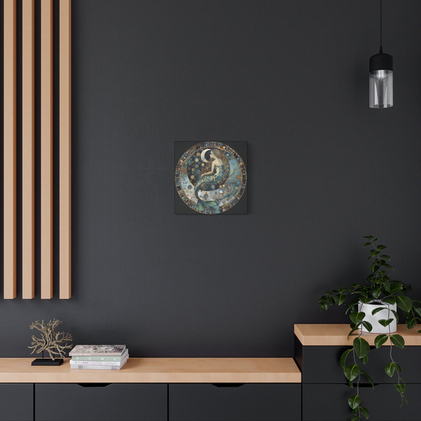 Mermaid Moon Canvas Art Print, Ocean Decor, Fantasy Artwork, Nautical Home Wall Art, Ethereal Gift for Sea Lovers