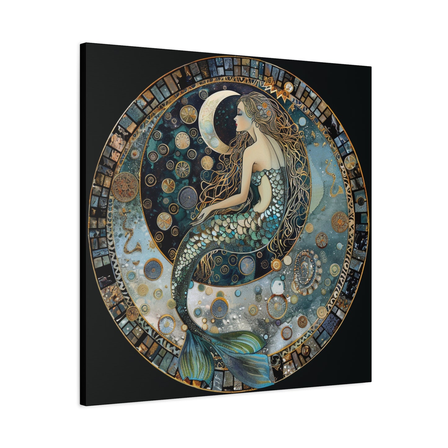 Mermaid Moon Canvas Art Print, Ocean Decor, Fantasy Artwork, Nautical Home Wall Art, Ethereal Gift for Sea Lovers