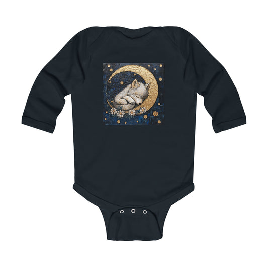 Cozy Wolf Nap Infant Long Sleeve Bodysuit | Cute Baby Outfit for Cat Lovers | Unique Baby Gift | Perfect for New Parents, Holidays, Birthdays