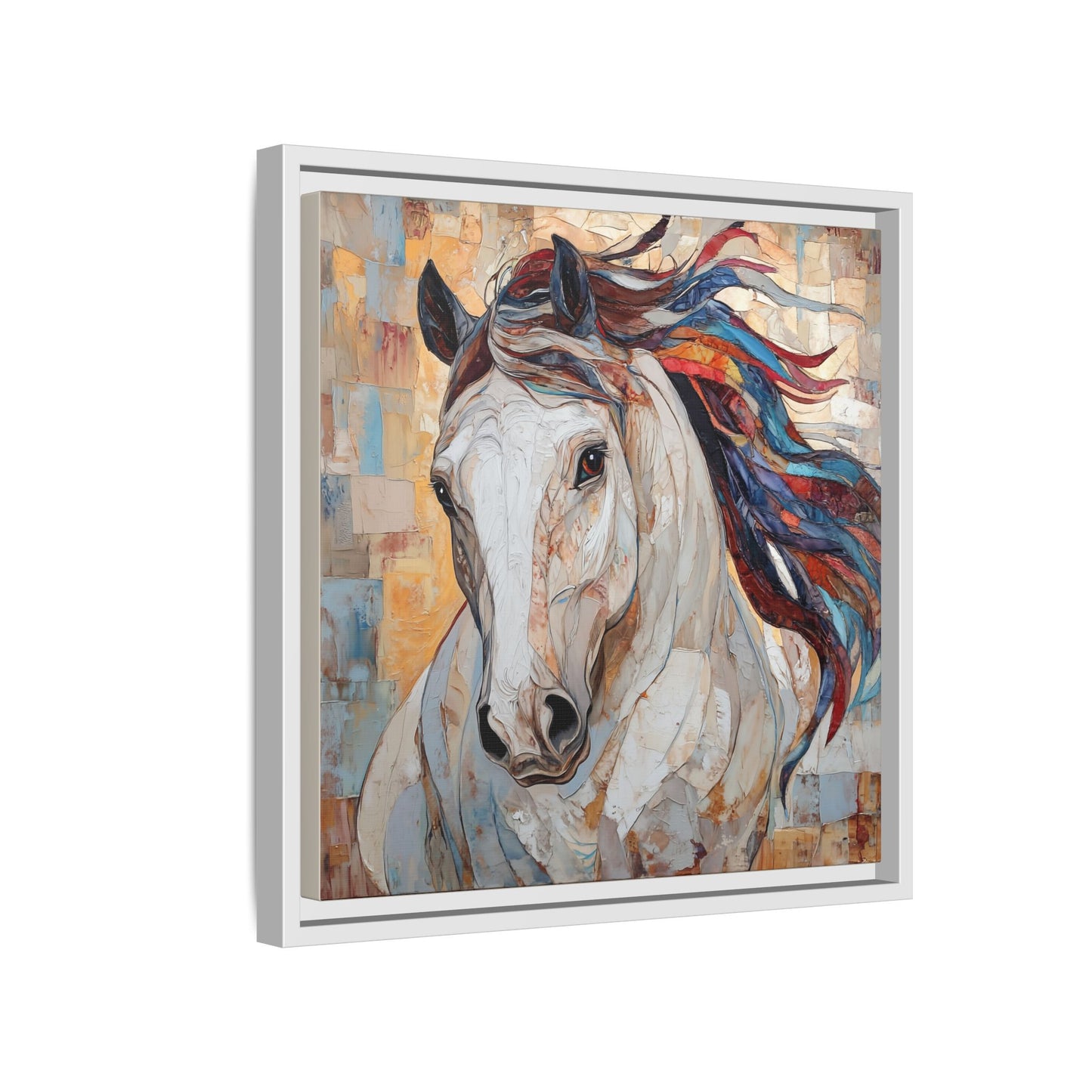 Colorful Mane Horse Matte Canvas Framed | Equine Wall Art